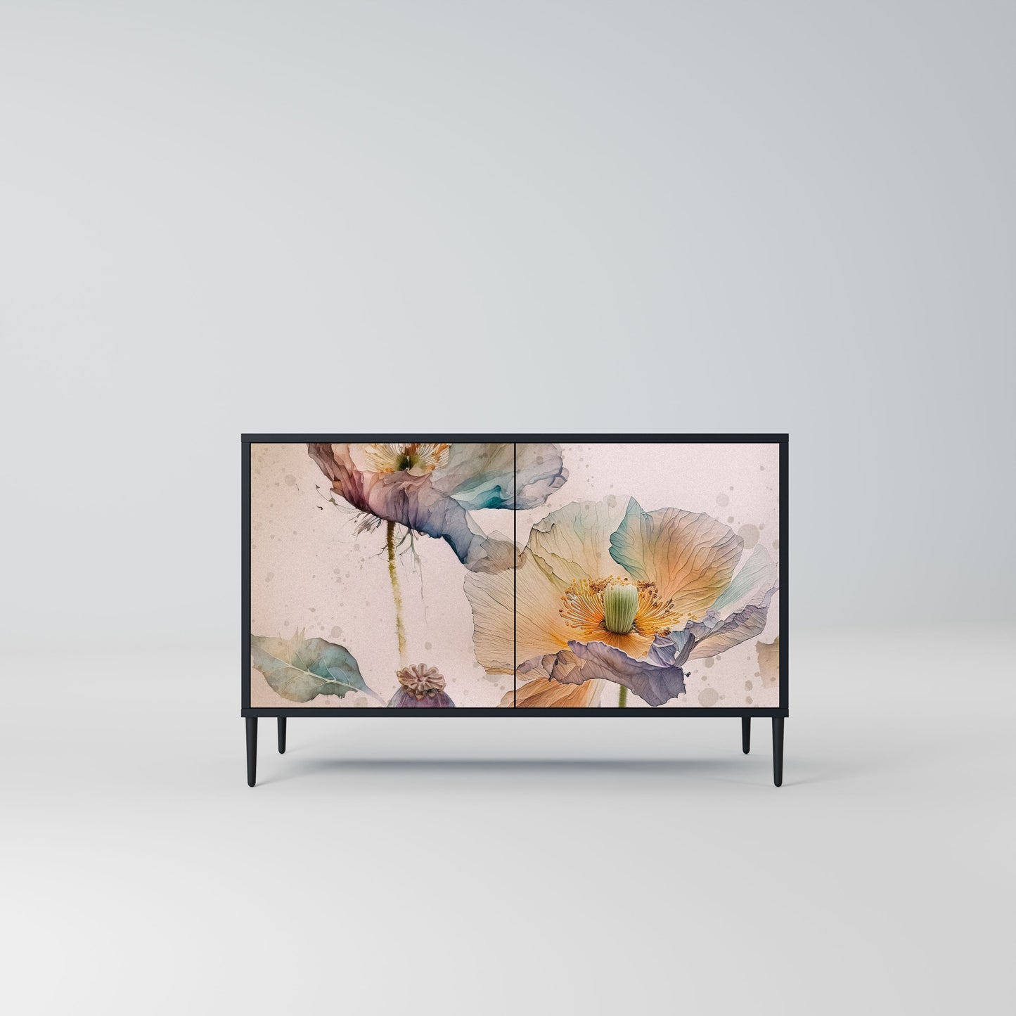 Credenza SOFTEN POPPY a 2 ante in finitura nera