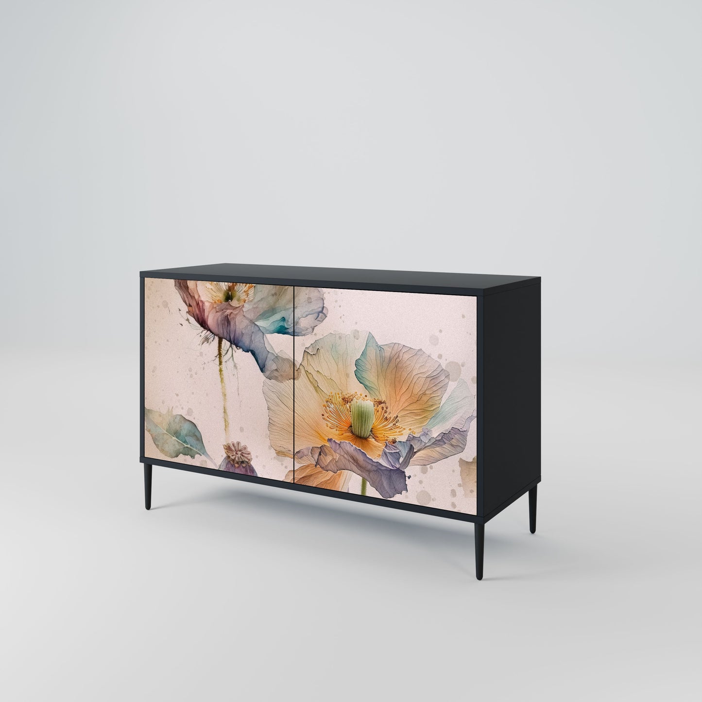 Credenza SOFTEN POPPY a 2 ante in finitura nera