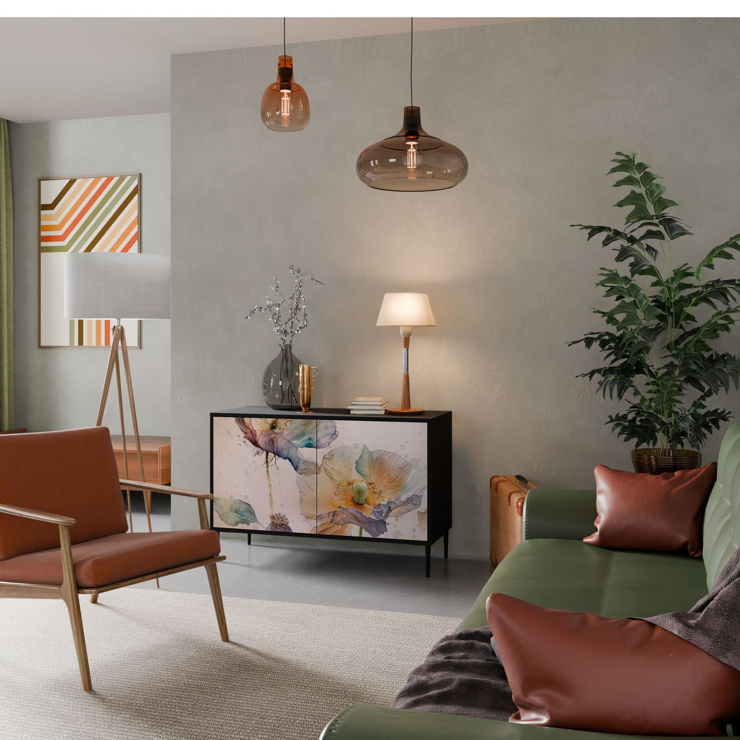 Credenza SOFTEN POPPY a 2 ante in finitura nera