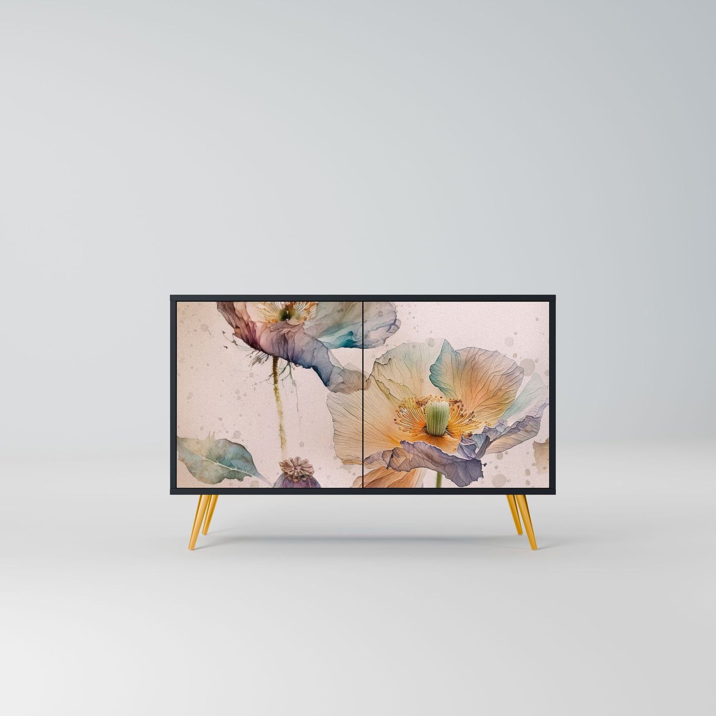 Credenza SOFTEN POPPY a 2 ante in finitura nera