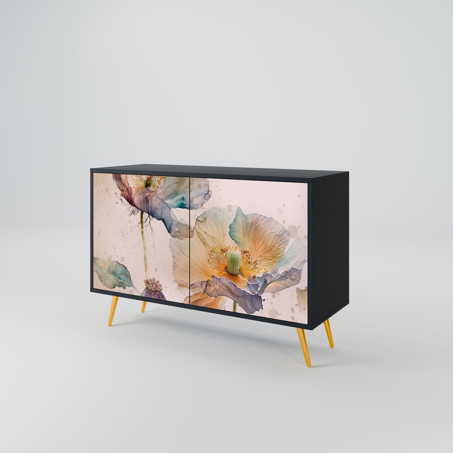 Credenza SOFTEN POPPY a 2 ante in finitura nera