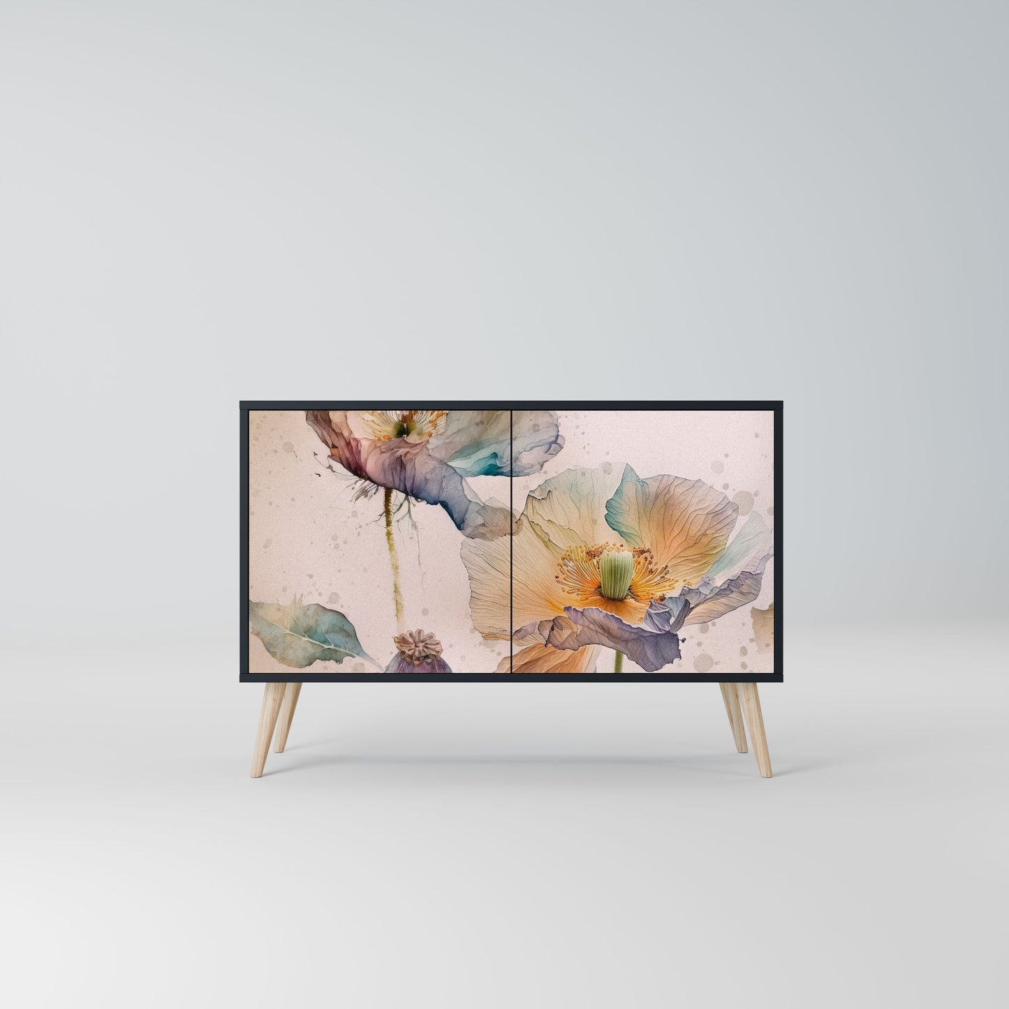 Credenza SOFTEN POPPY a 2 ante in finitura nera