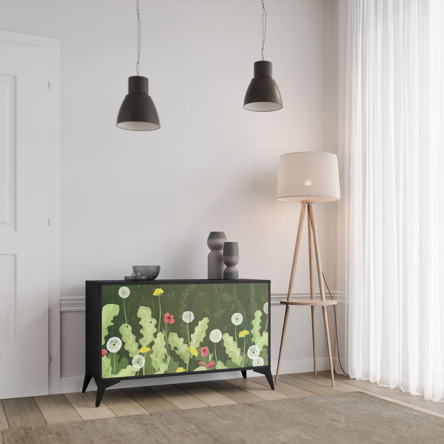 Credenza DANDELION AMUSE a 2 ante in finitura nera