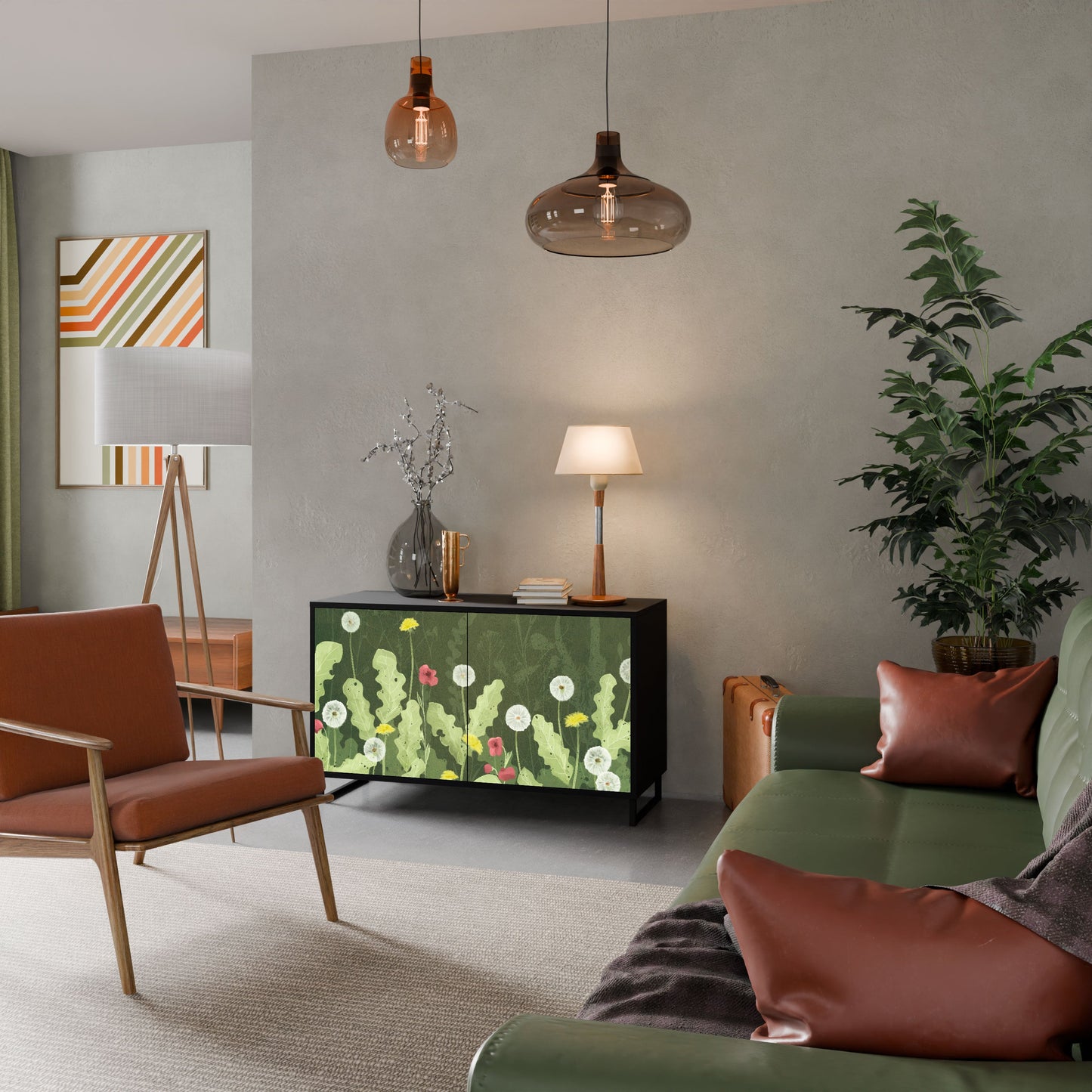Credenza DANDELION AMUSE a 2 ante in finitura nera