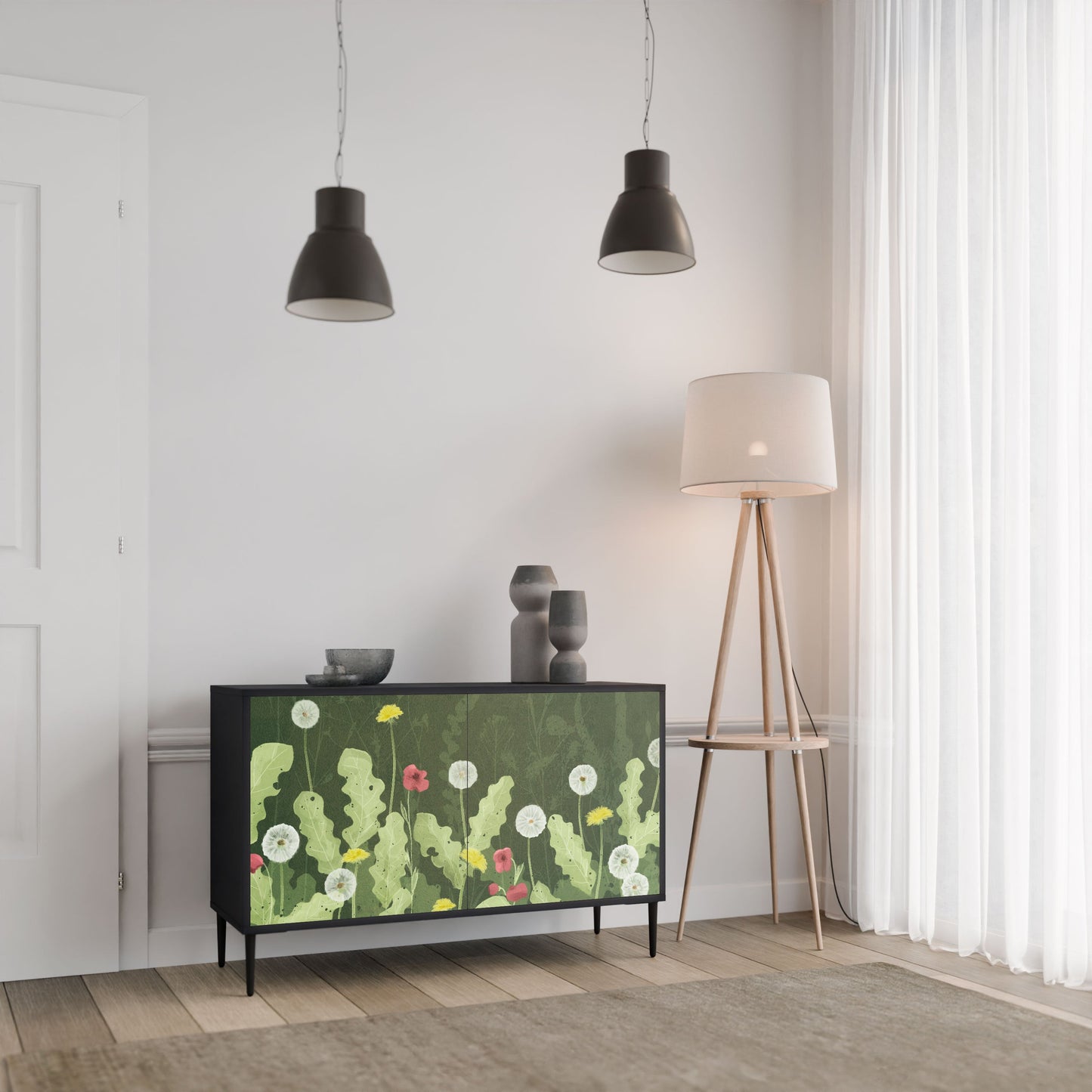 Credenza DANDELION AMUSE a 2 ante in finitura nera