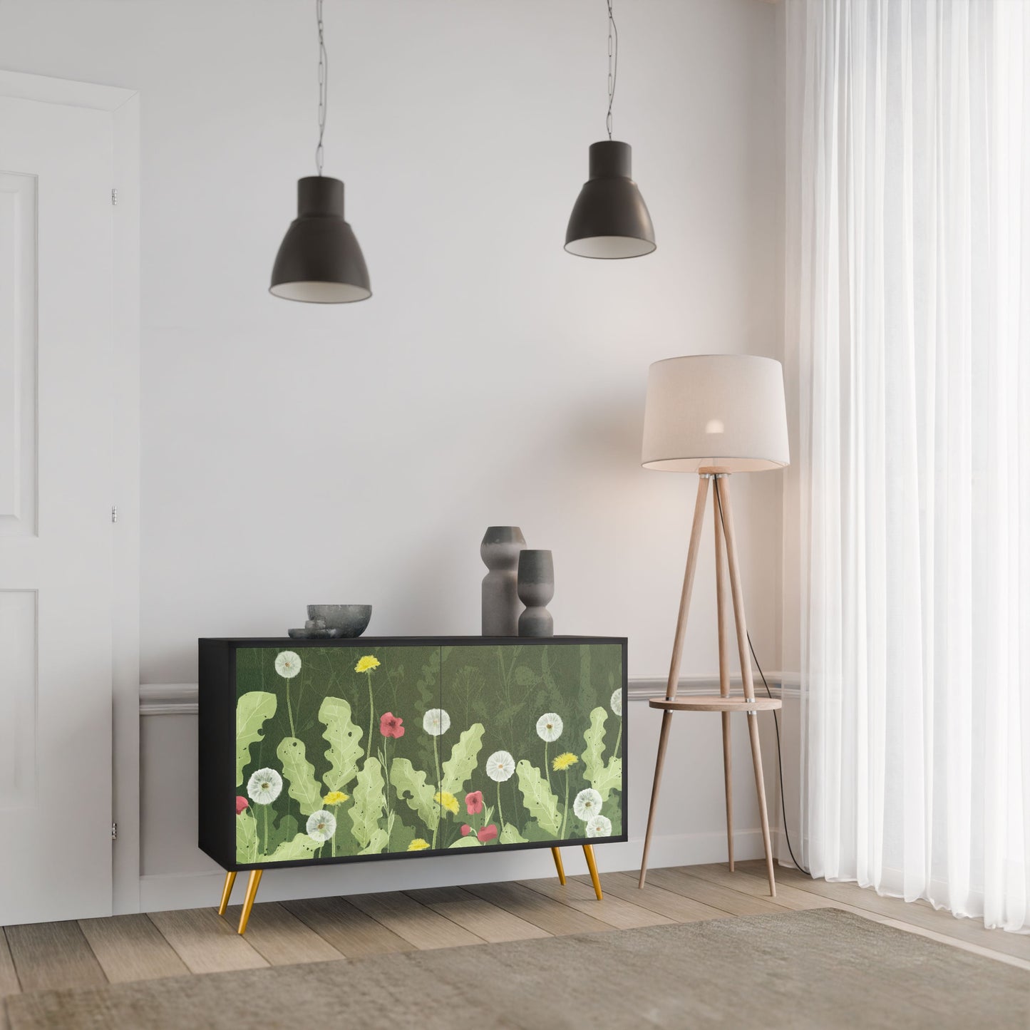 Credenza DANDELION AMUSE a 2 ante in finitura nera