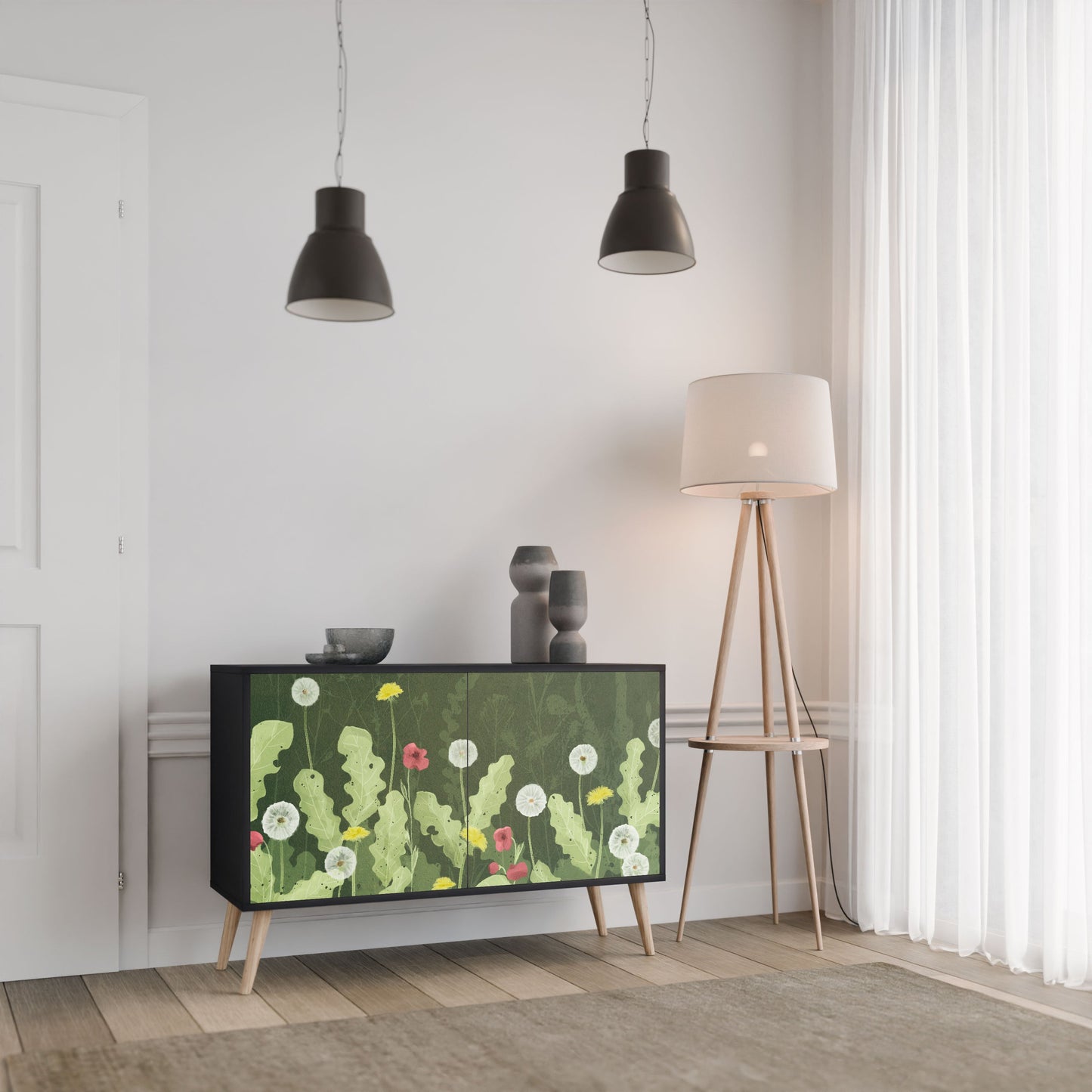 Credenza DANDELION AMUSE a 2 ante in finitura nera