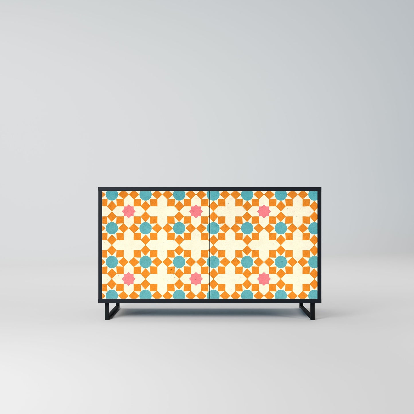 Credenza a 2 ante FLORAL DECOR in finitura nera