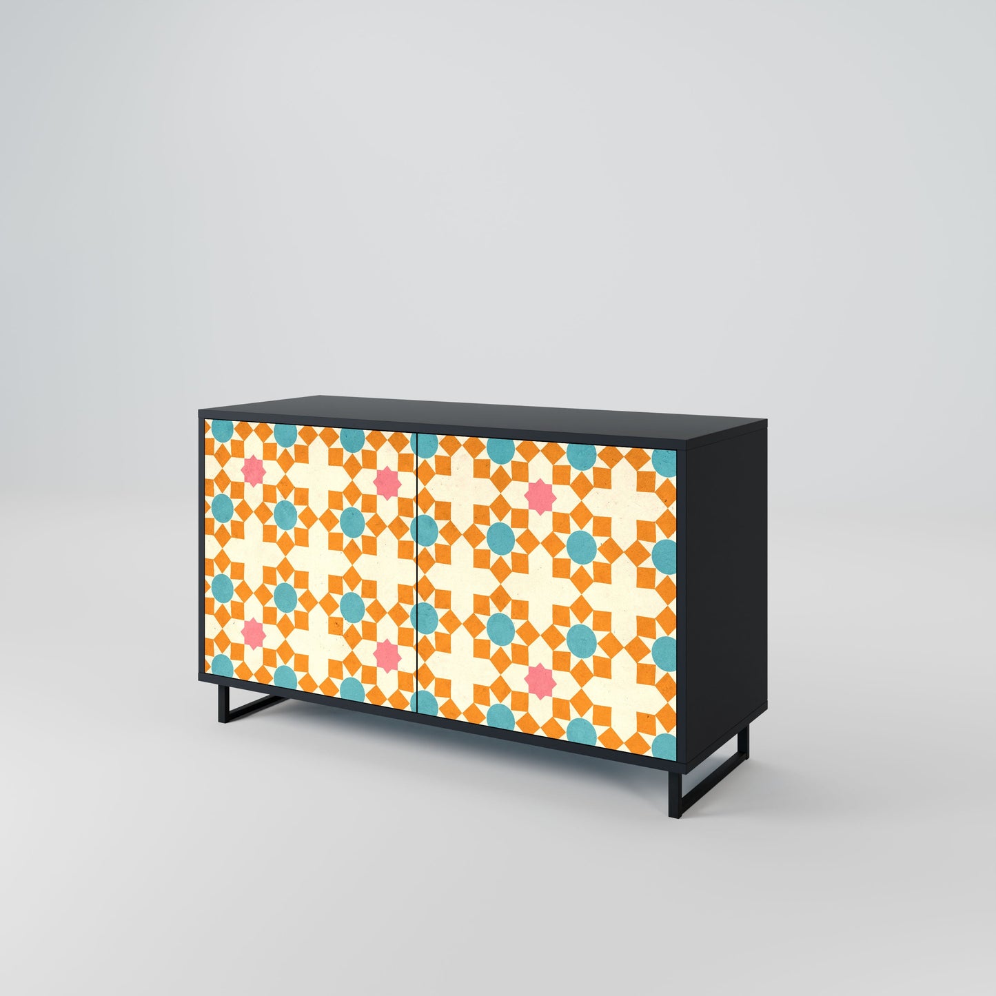 Credenza a 2 ante FLORAL DECOR in finitura nera