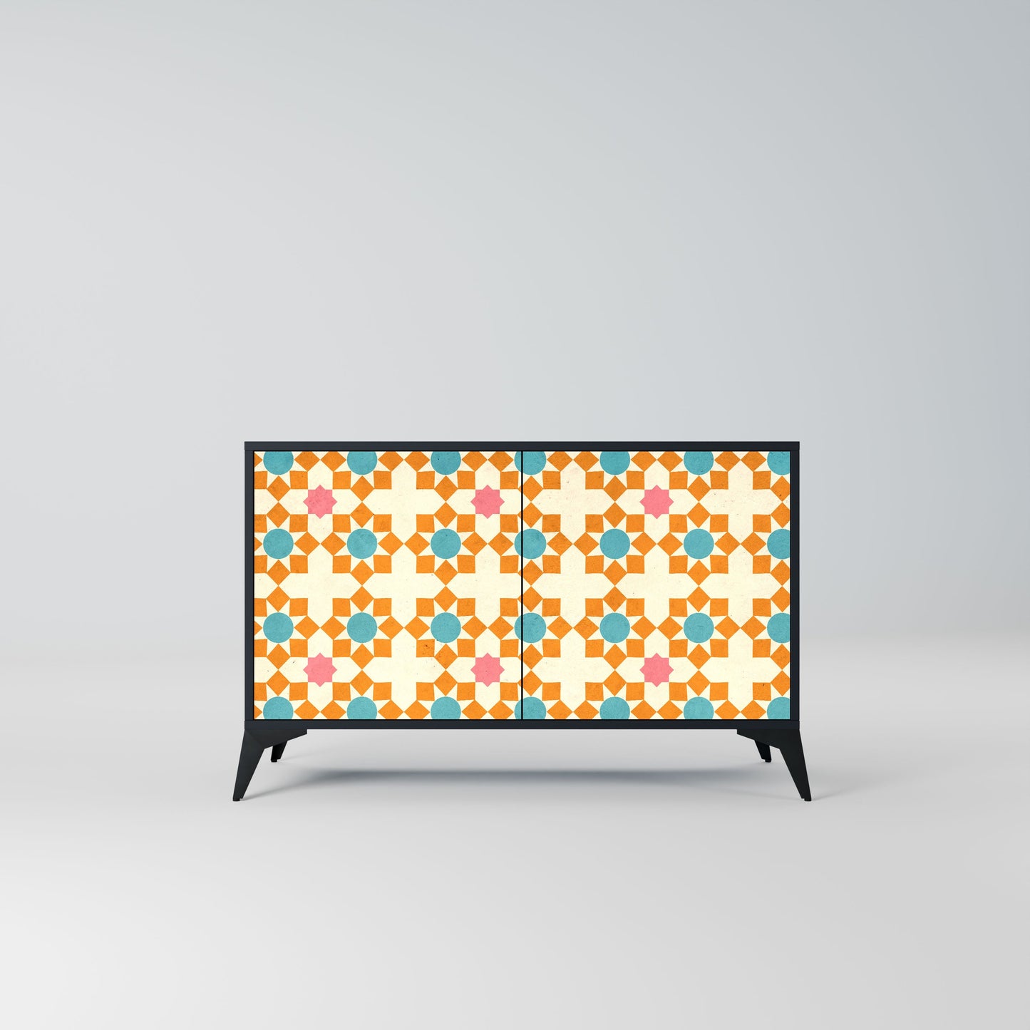Credenza a 2 ante FLORAL DECOR in finitura nera