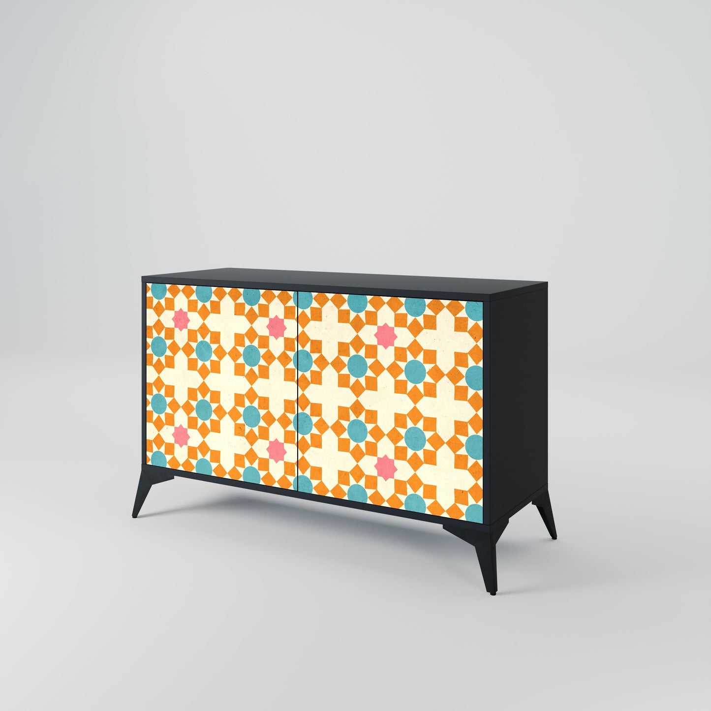 Credenza a 2 ante FLORAL DECOR in finitura nera