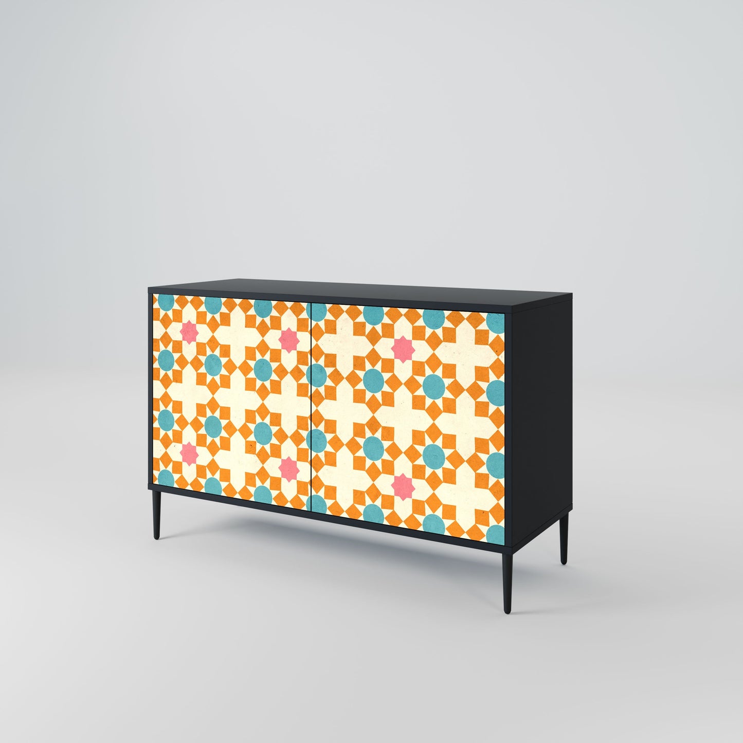 Credenza a 2 ante FLORAL DECOR in finitura nera