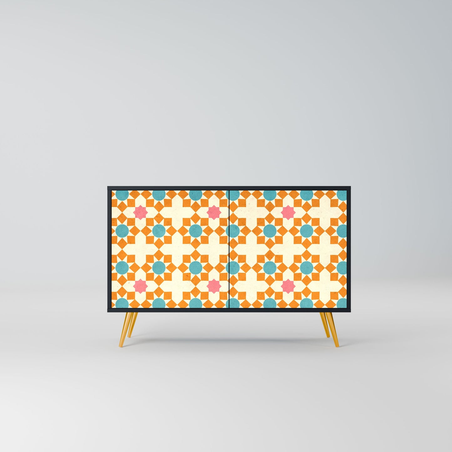 Credenza a 2 ante FLORAL DECOR in finitura nera