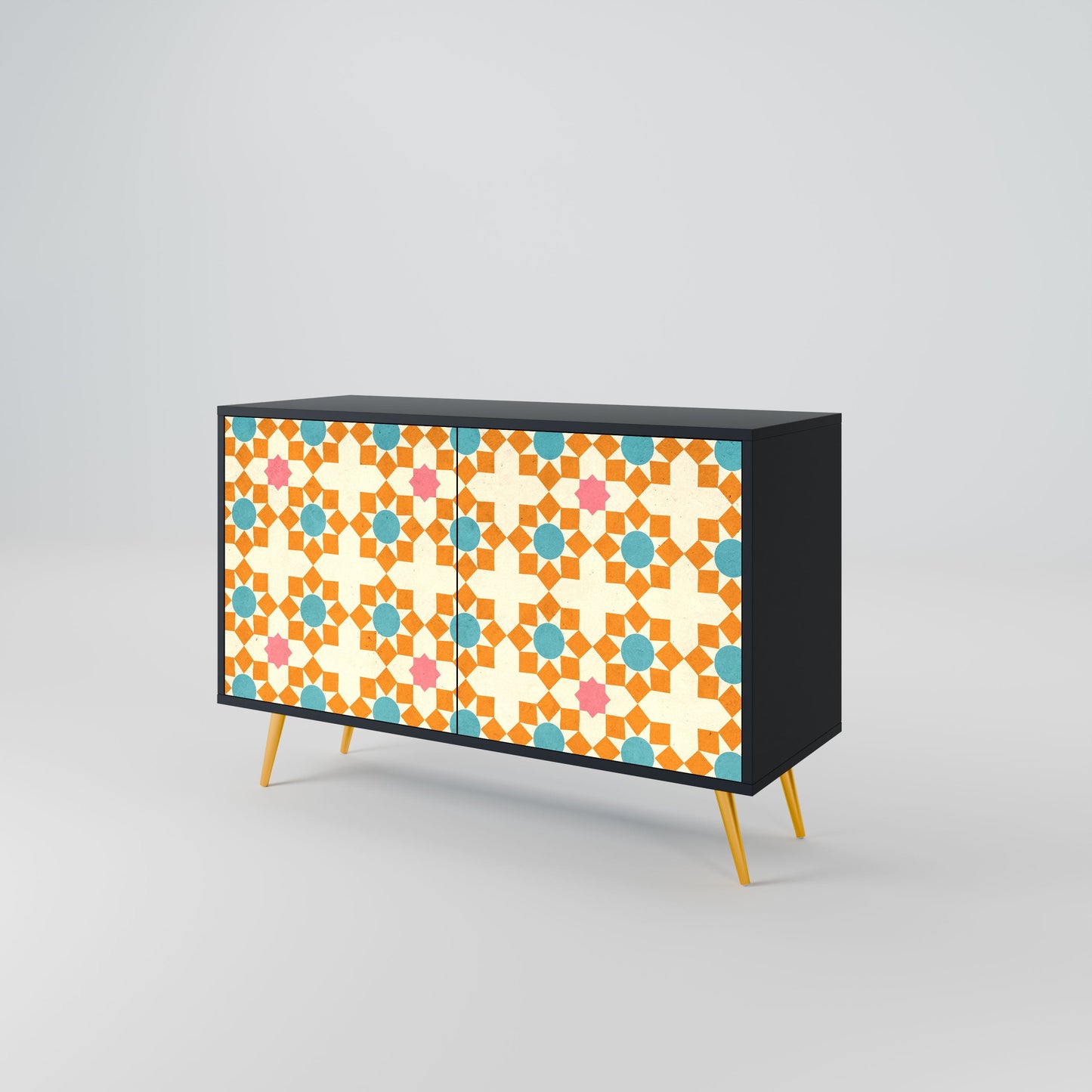 Credenza a 2 ante FLORAL DECOR in finitura nera