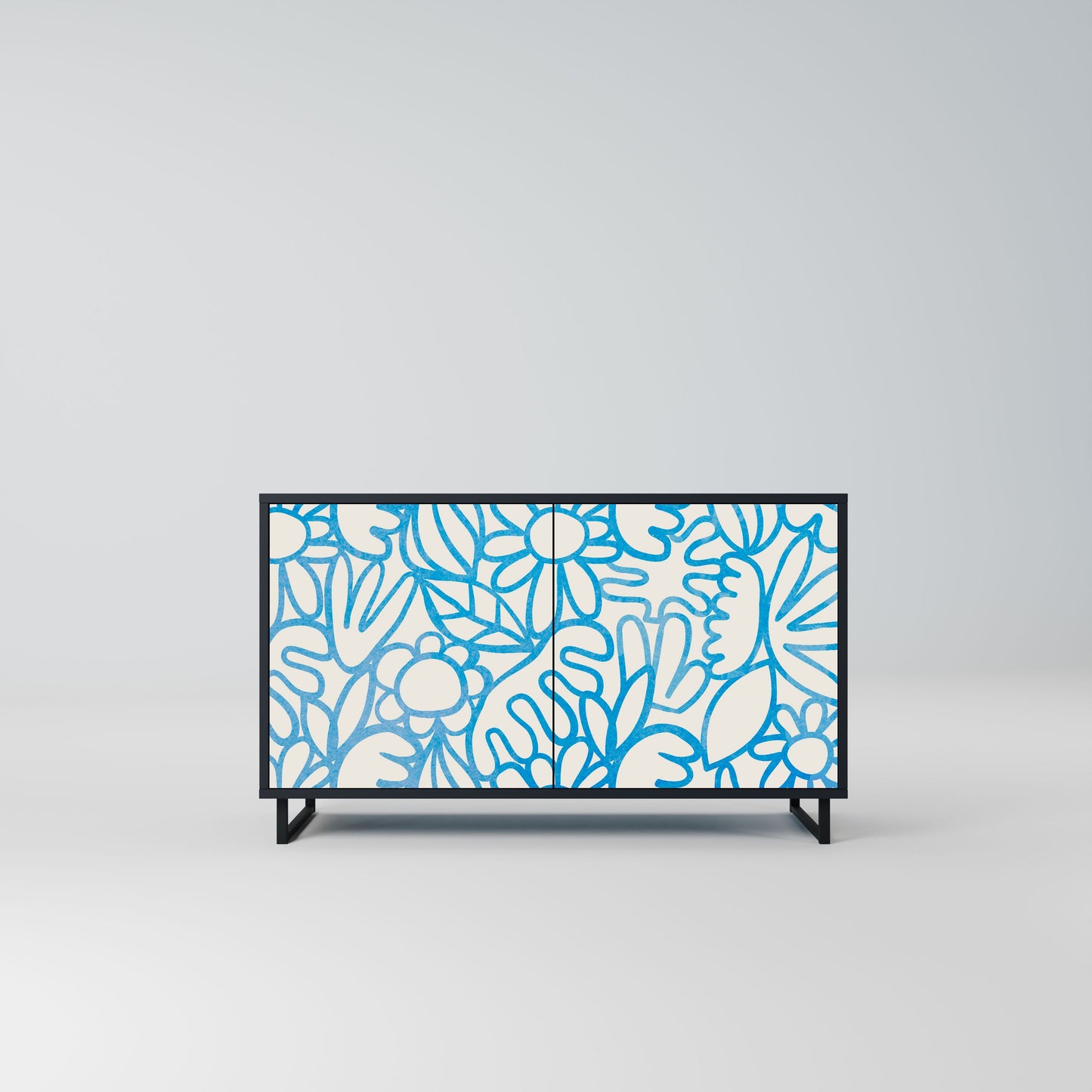 Credenza BLOOMY MORNING a 2 ante in finitura nera