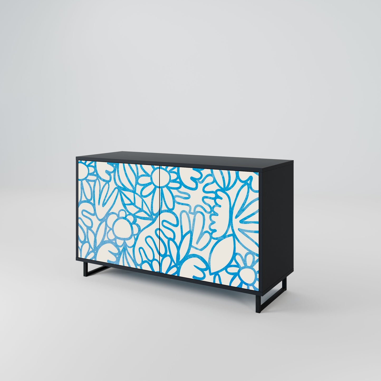 Credenza BLOOMY MORNING a 2 ante in finitura nera