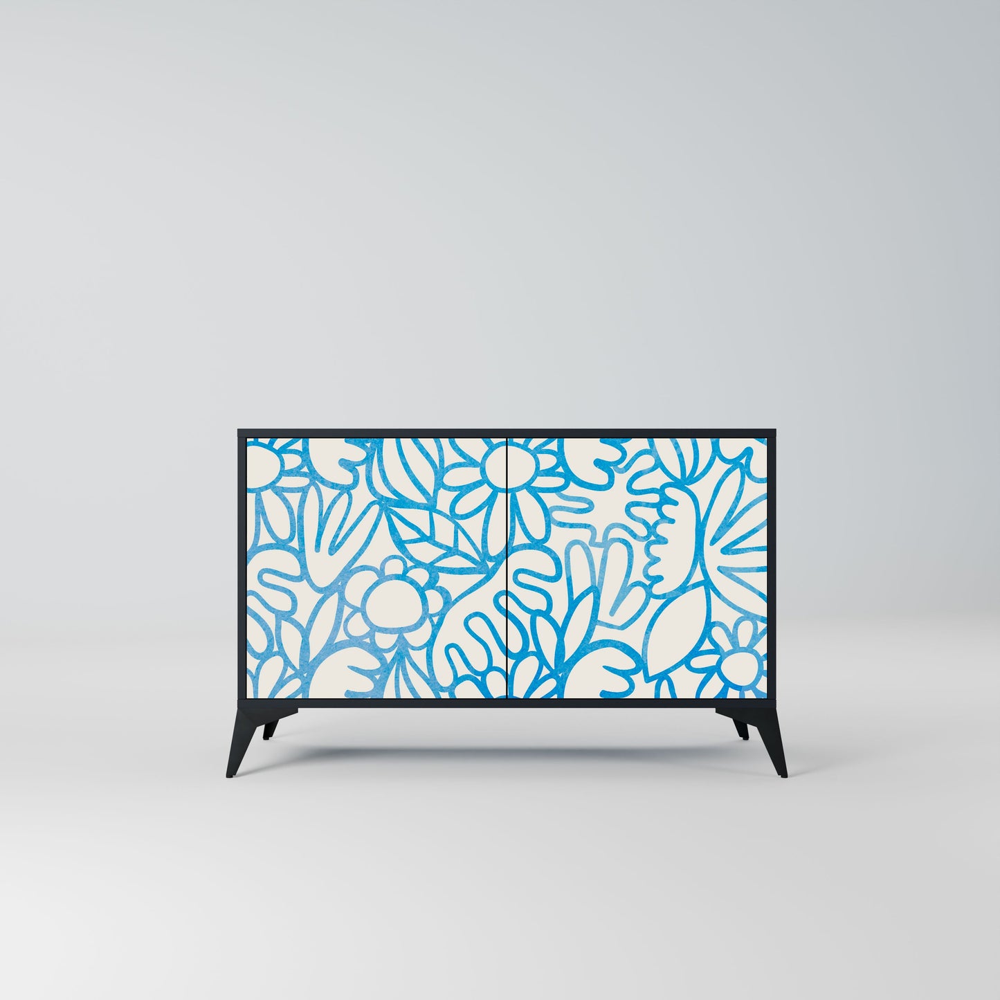 Credenza BLOOMY MORNING a 2 ante in finitura nera