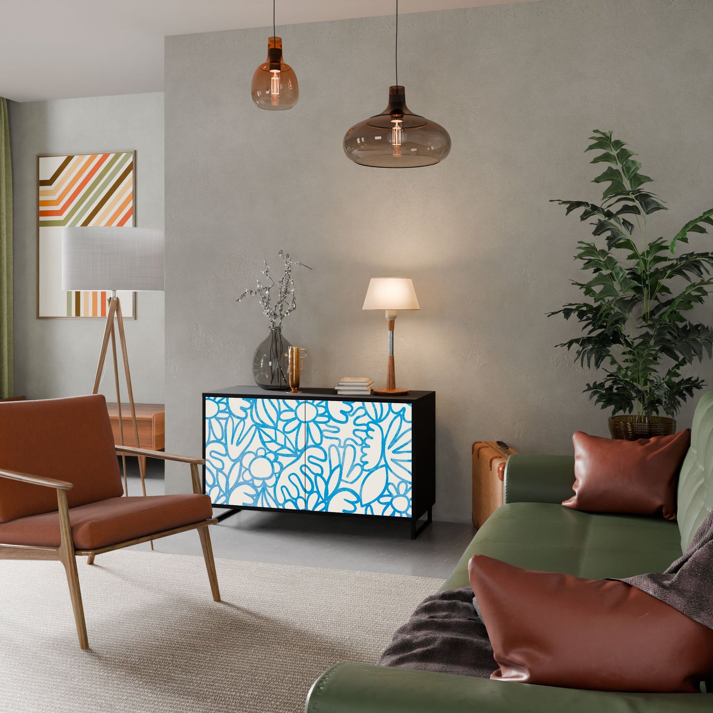 Credenza BLOOMY MORNING a 2 ante in finitura nera