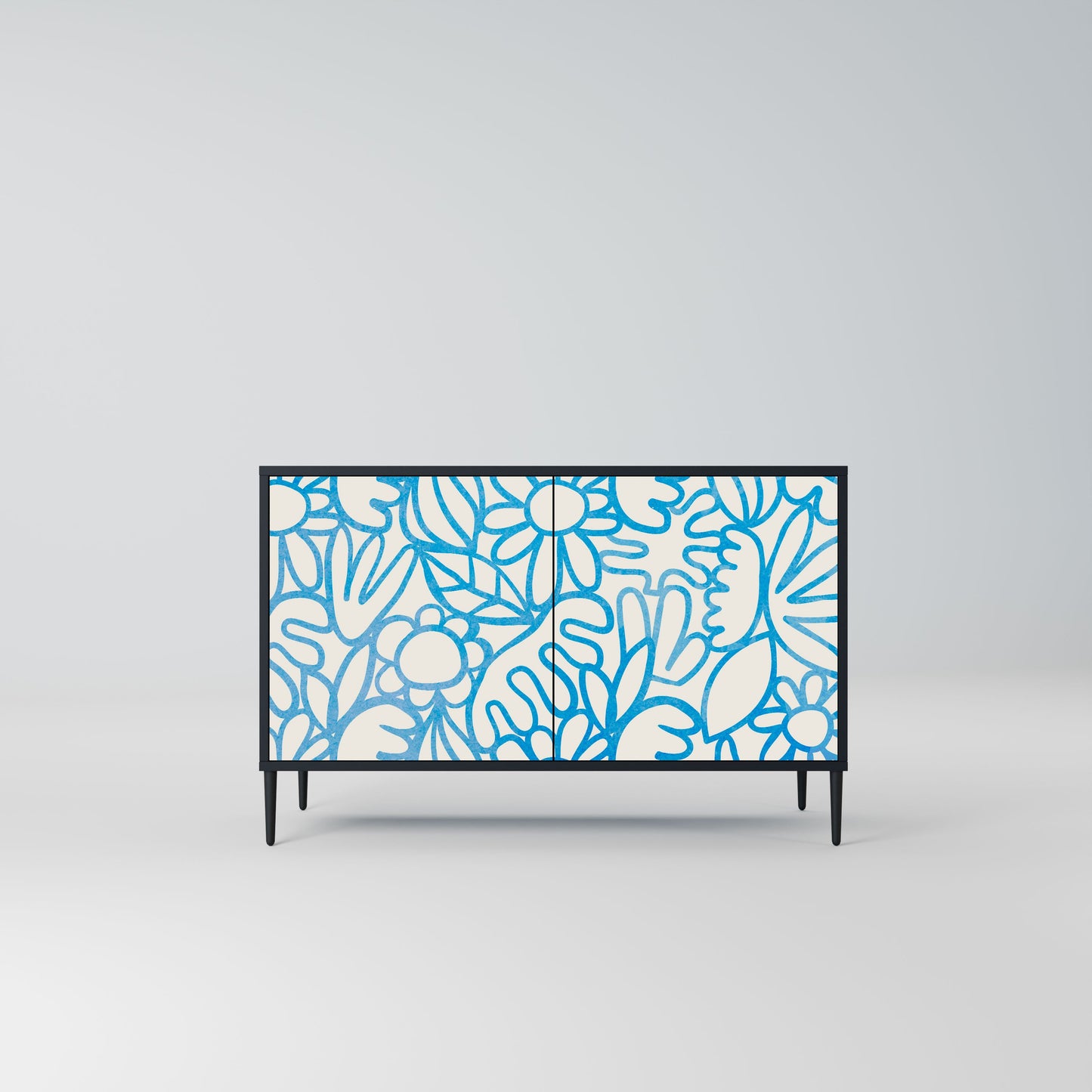 Credenza BLOOMY MORNING a 2 ante in finitura nera