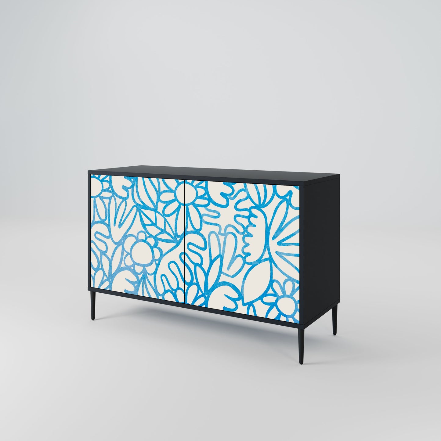 Credenza BLOOMY MORNING a 2 ante in finitura nera