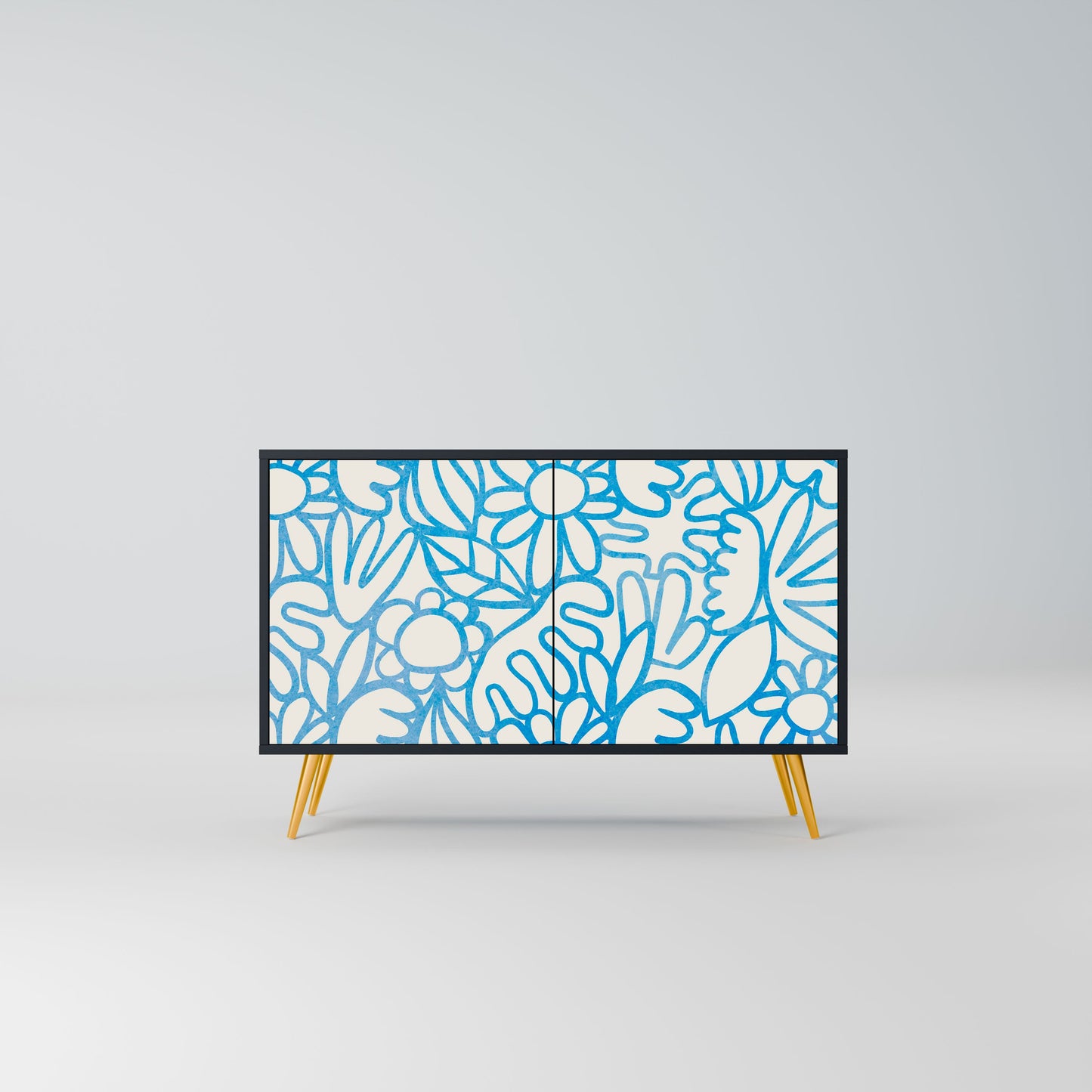 Credenza BLOOMY MORNING a 2 ante in finitura nera