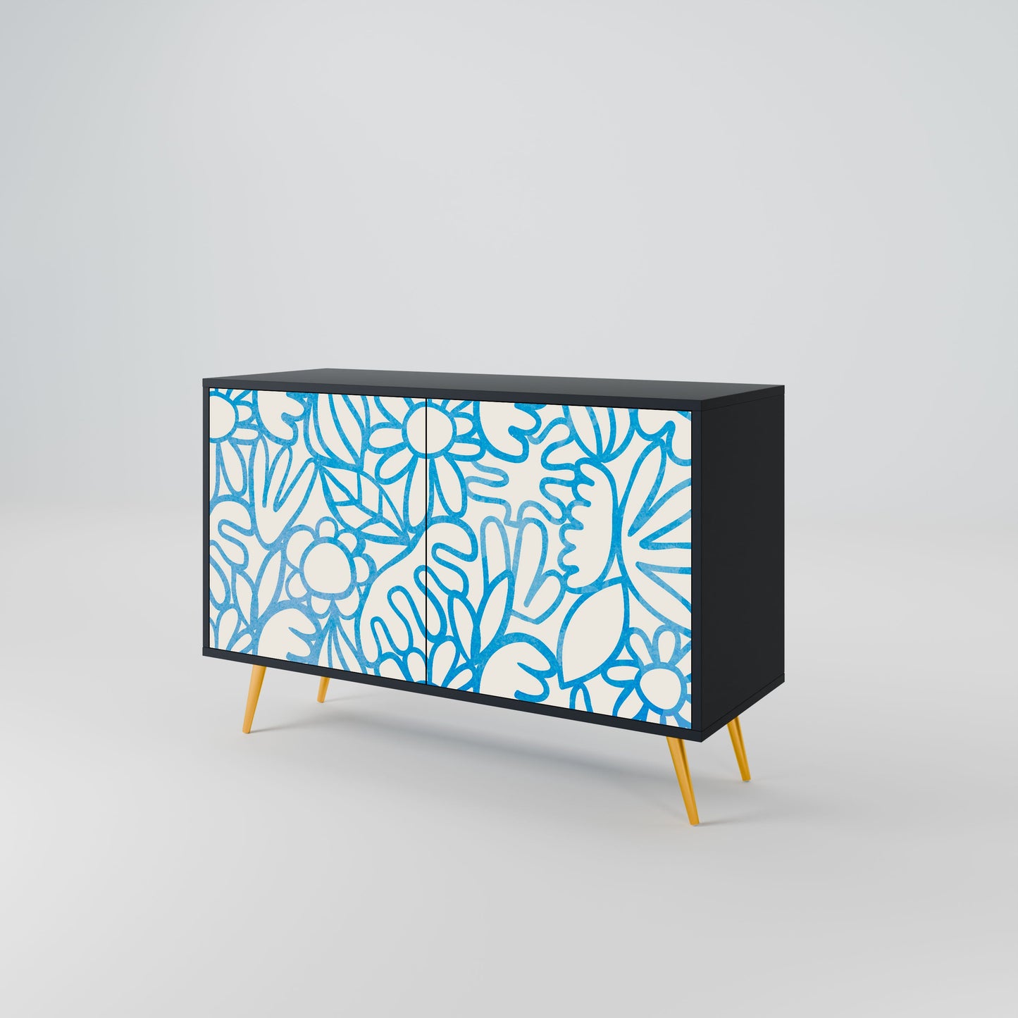 Credenza BLOOMY MORNING a 2 ante in finitura nera