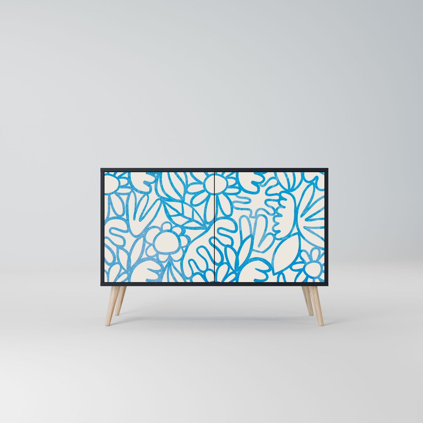 Credenza BLOOMY MORNING a 2 ante in finitura nera