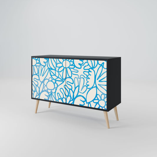 BLOOMY MORNING 2-Door Sideboard in Black Finish