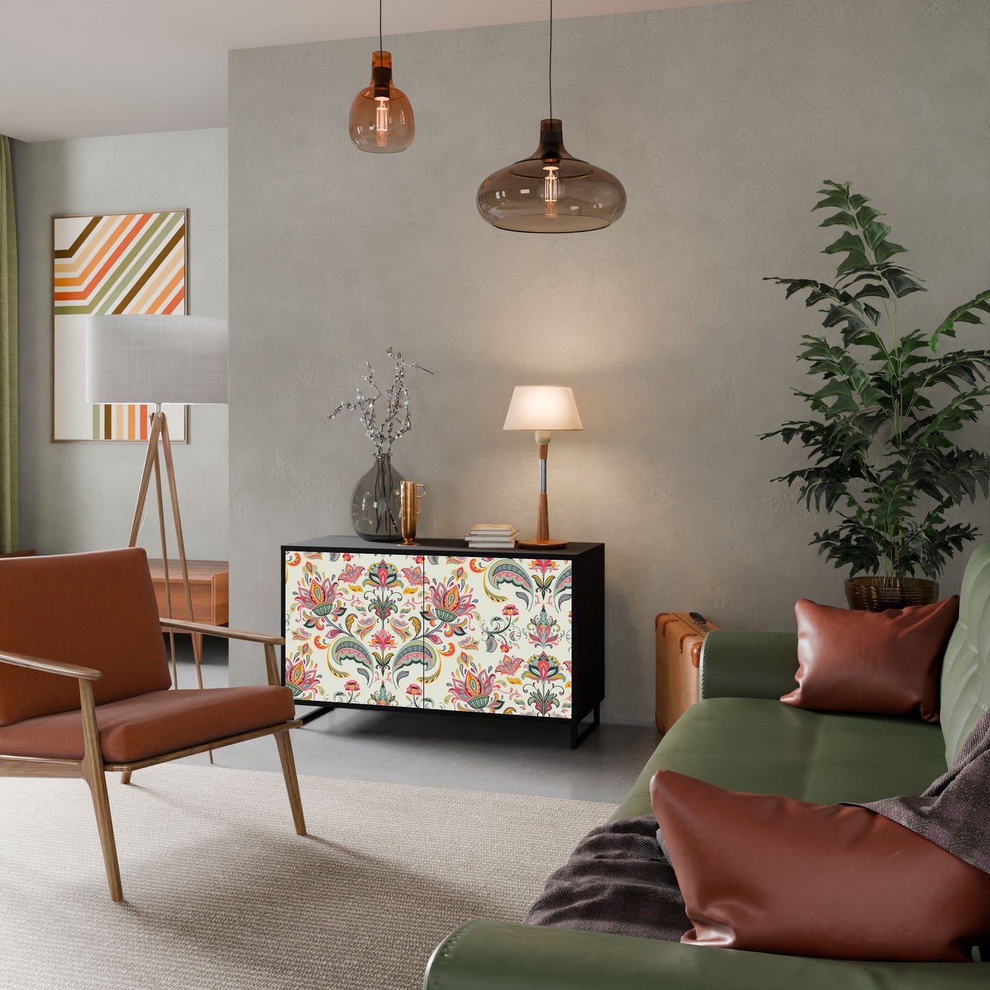 Credenza ORGANIC FOLKLORE a 2 ante in finitura nera