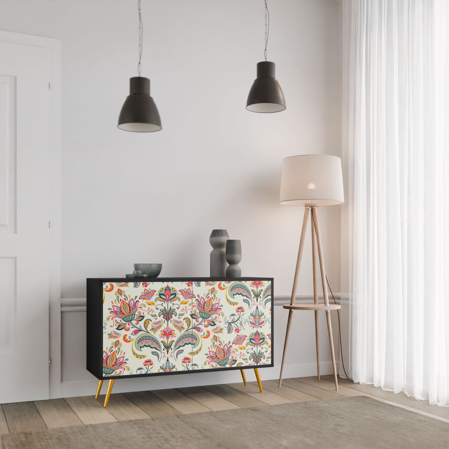 Credenza ORGANIC FOLKLORE a 2 ante in finitura nera
