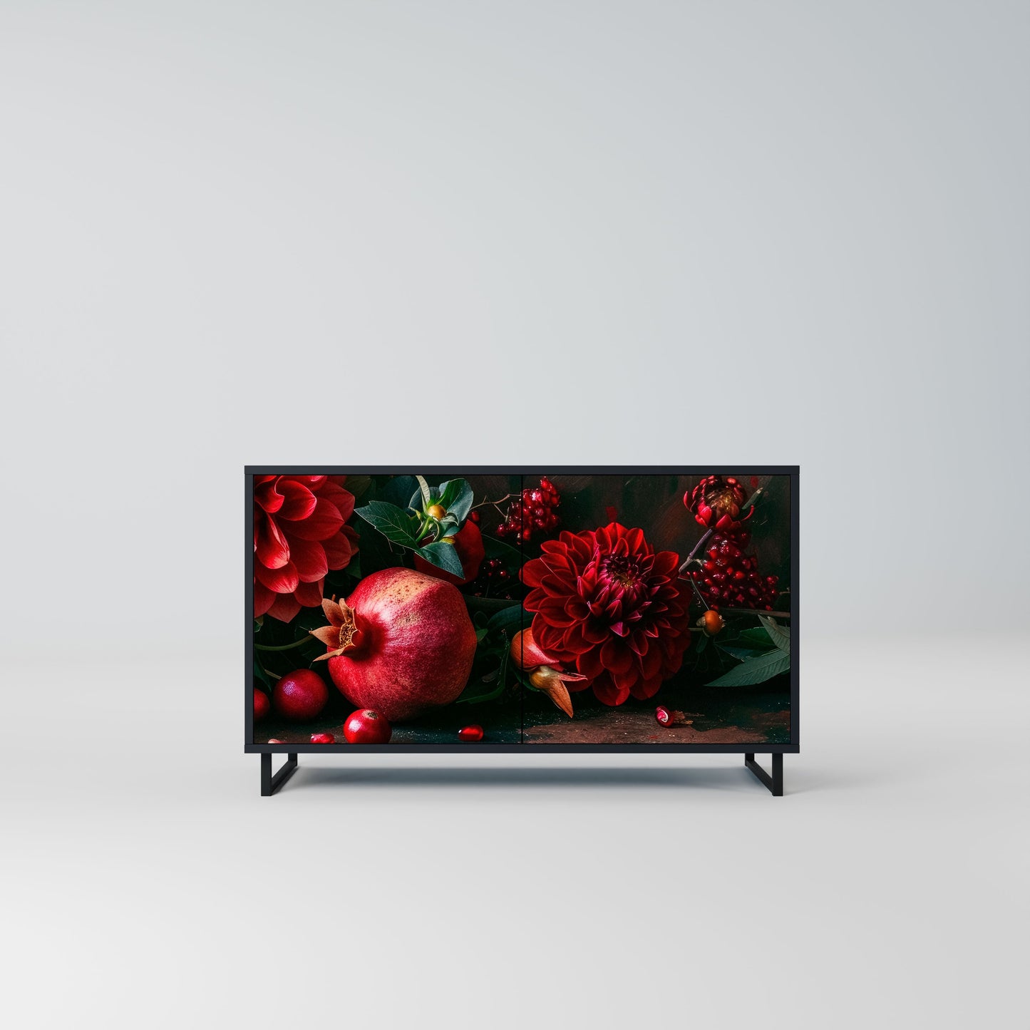 Credenza a 2 ante DAHLIAS AND POMEGRANATES in finitura nera