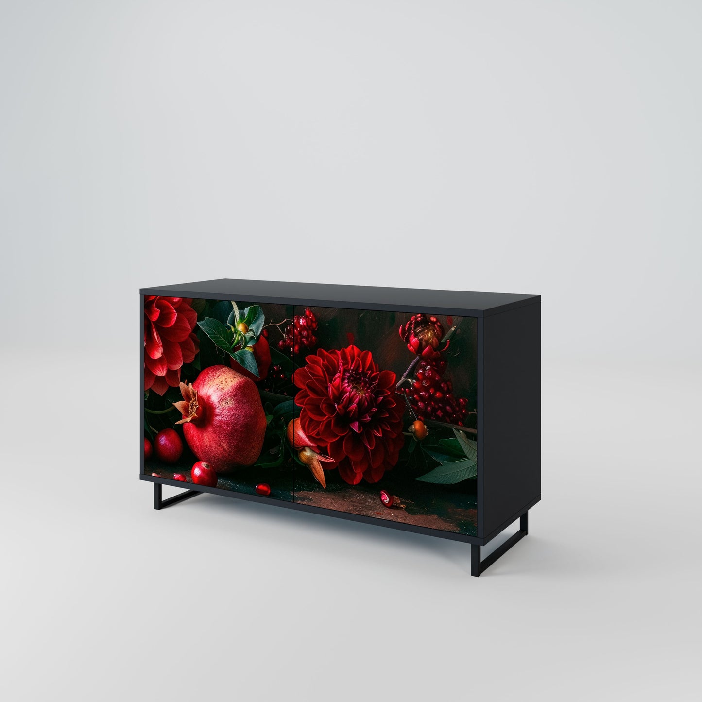 Credenza a 2 ante DAHLIAS AND POMEGRANATES in finitura nera
