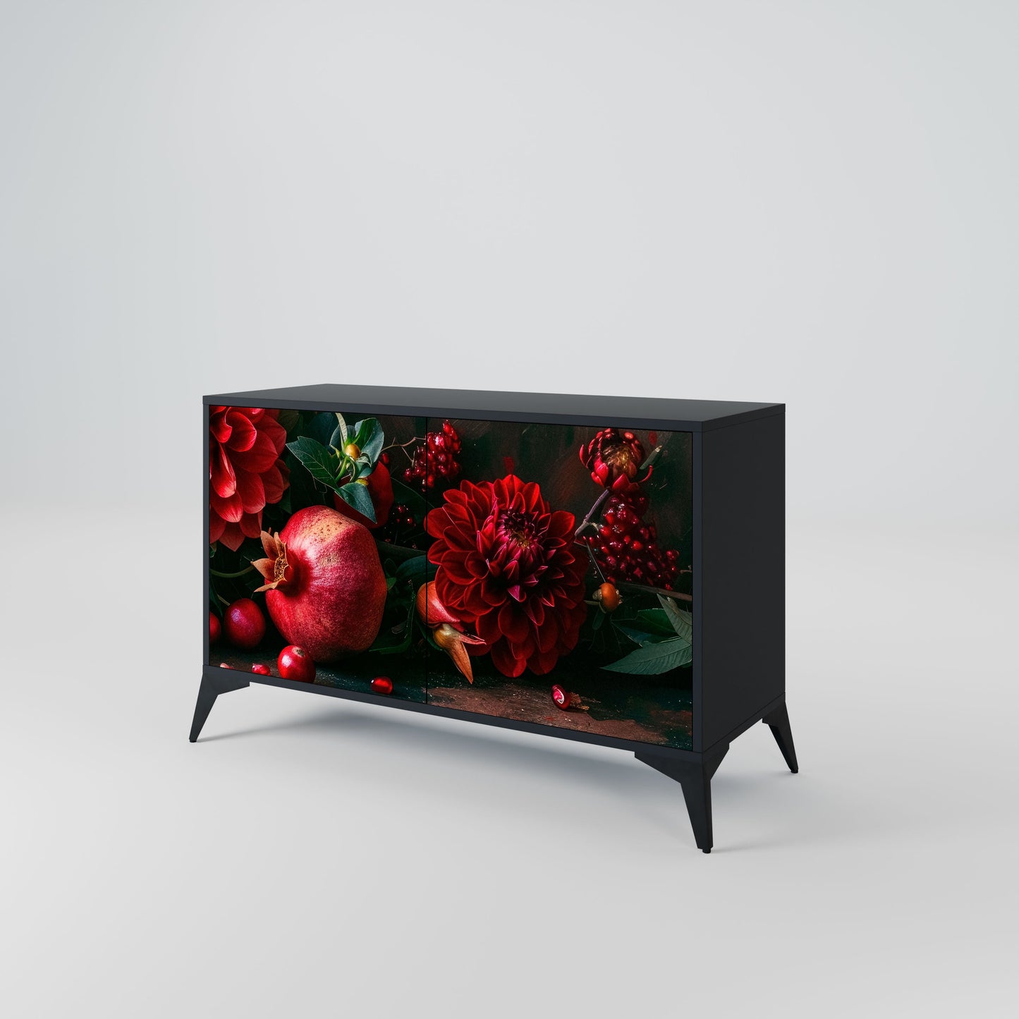 Credenza a 2 ante DAHLIAS AND POMEGRANATES in finitura nera