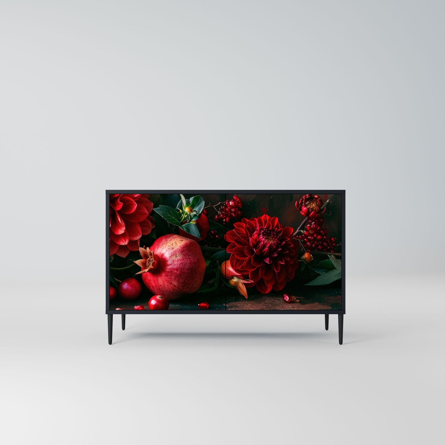 Credenza a 2 ante DAHLIAS AND POMEGRANATES in finitura nera