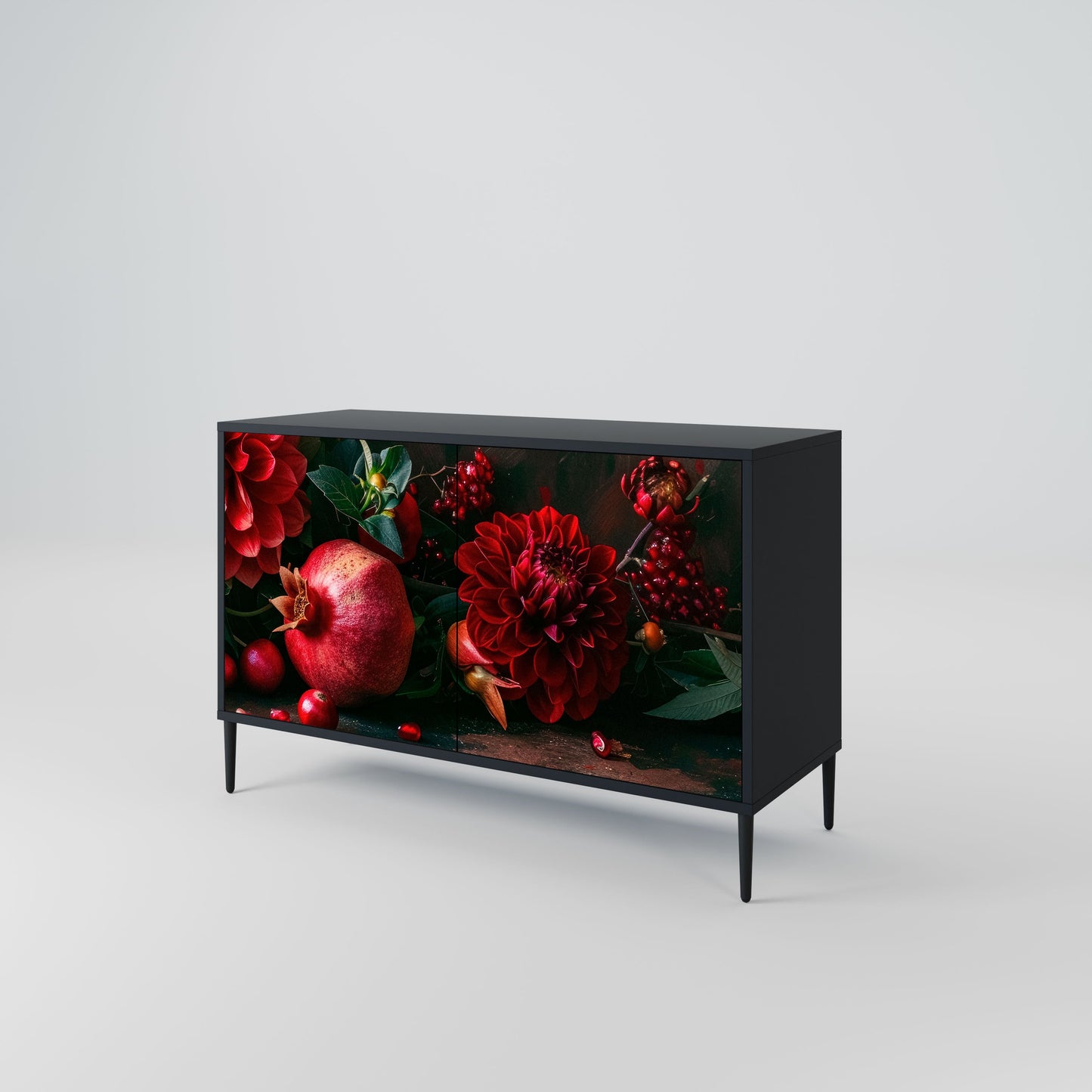 Credenza a 2 ante DAHLIAS AND POMEGRANATES in finitura nera