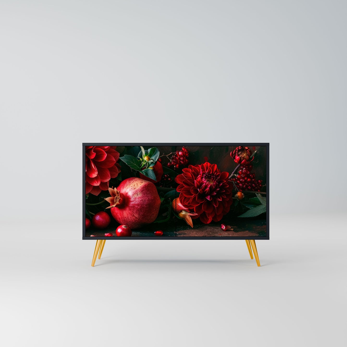 Credenza a 2 ante DAHLIAS AND POMEGRANATES in finitura nera