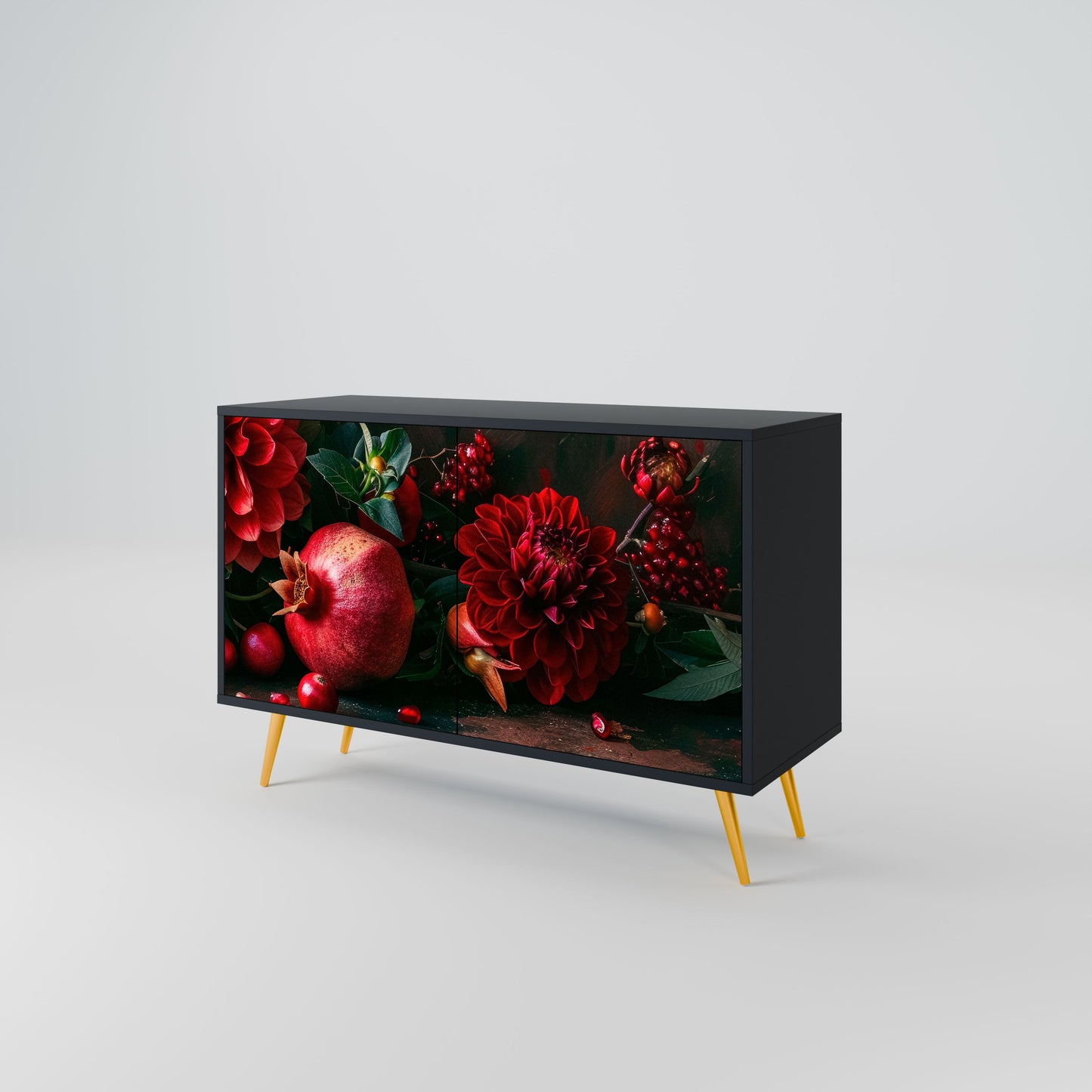 Credenza a 2 ante DAHLIAS AND POMEGRANATES in finitura nera