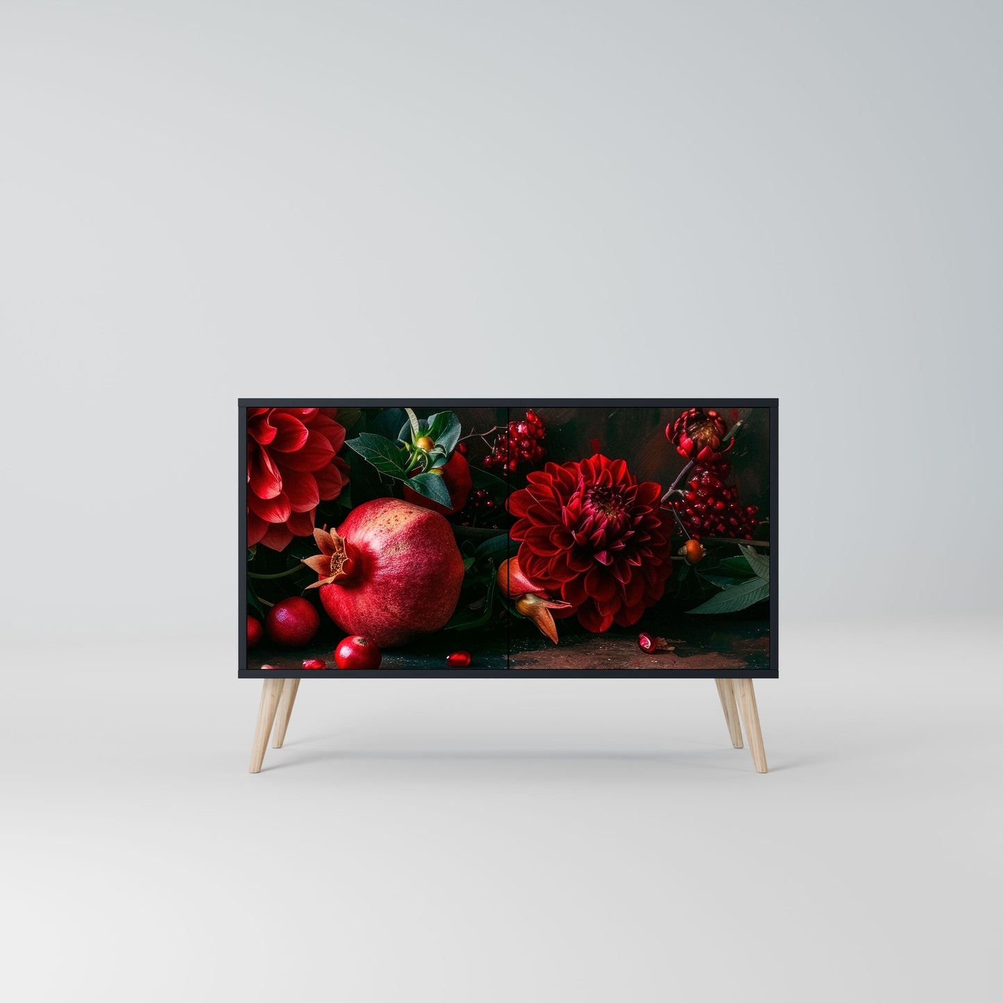 Credenza a 2 ante DAHLIAS AND POMEGRANATES in finitura nera