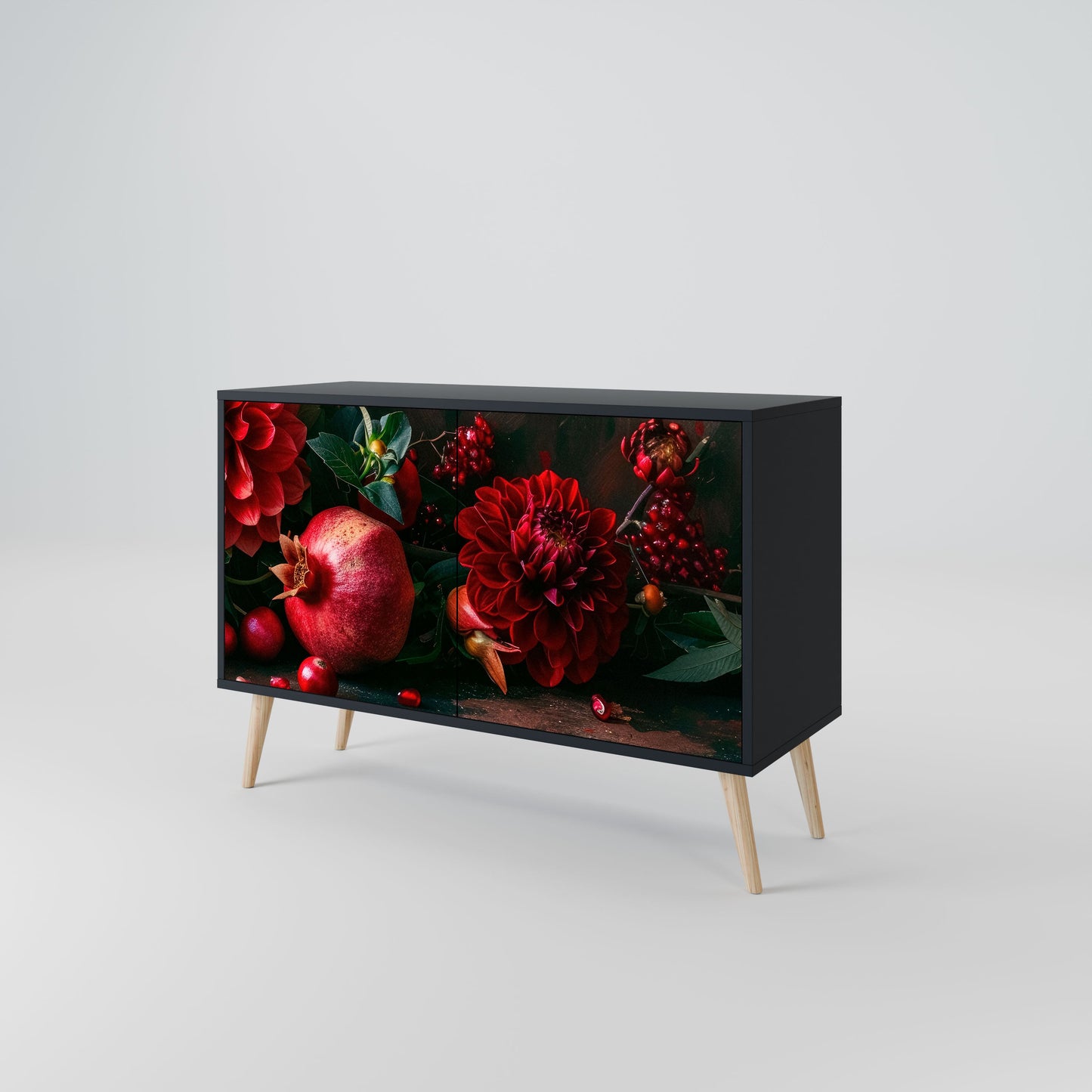 Credenza a 2 ante DAHLIAS AND POMEGRANATES in finitura nera