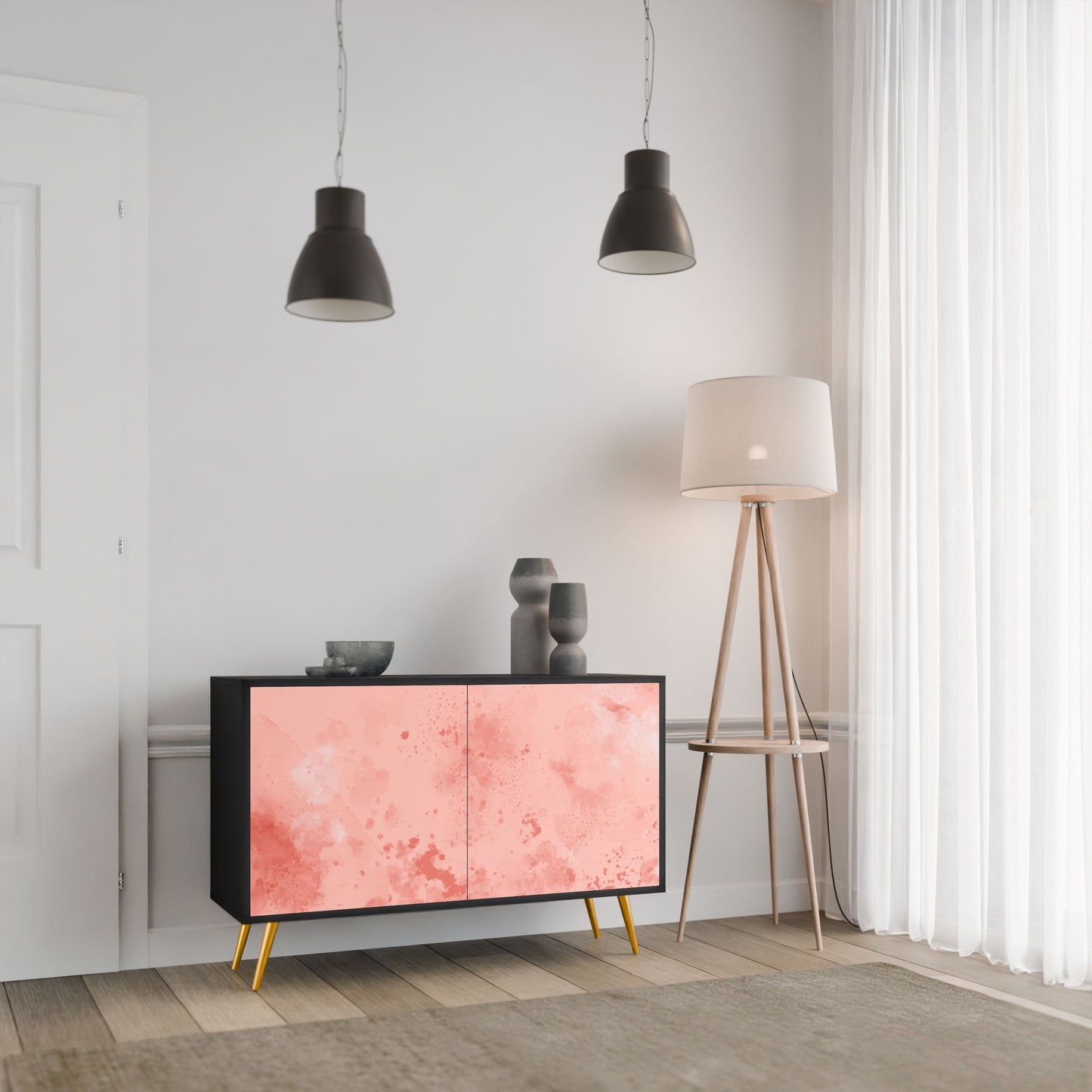 Credenza CRANE DANCE a 2 ante in finitura nera