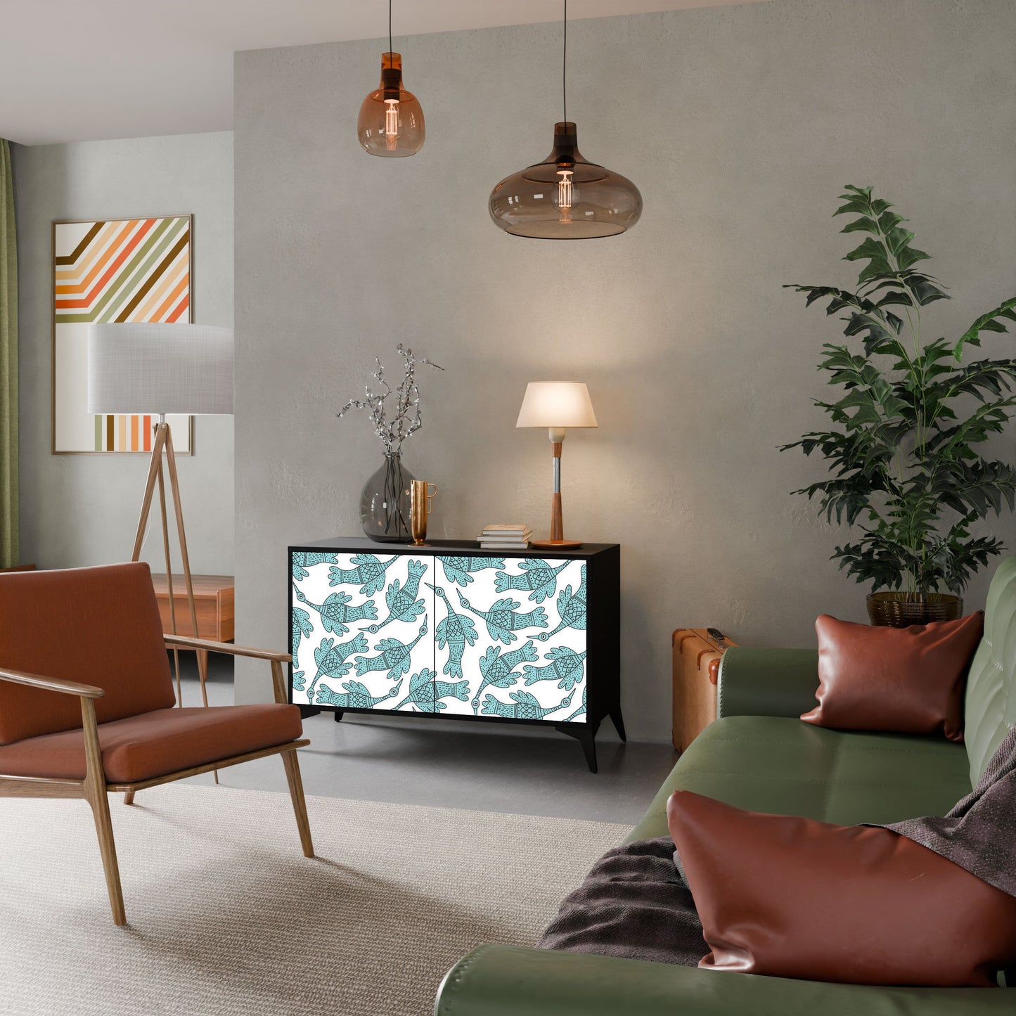 Credenza a 2 ante WATERSPOUT SONGIBIRD in finitura nera