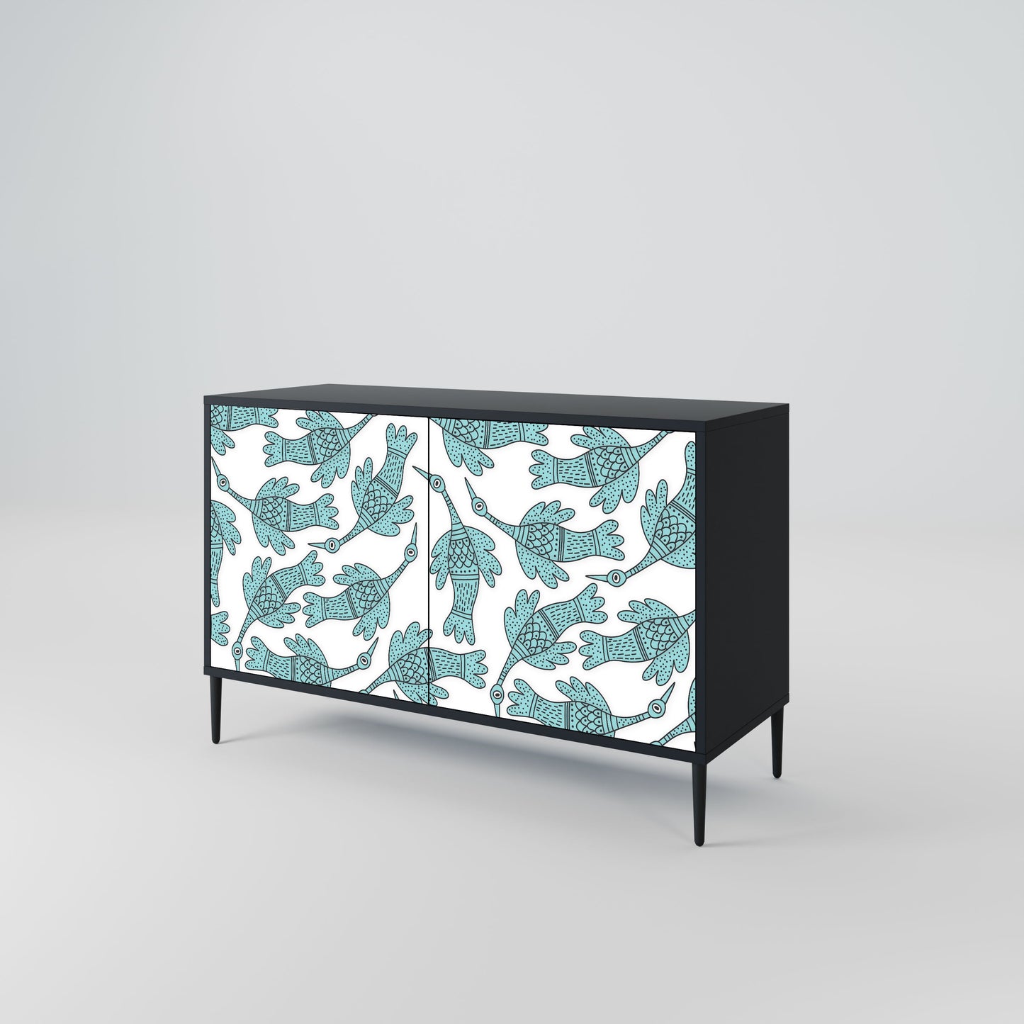 Credenza a 2 ante WATERSPOUT SONGIBIRD in finitura nera