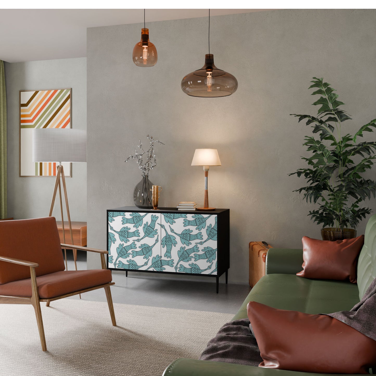 Credenza a 2 ante WATERSPOUT SONGIBIRD in finitura nera