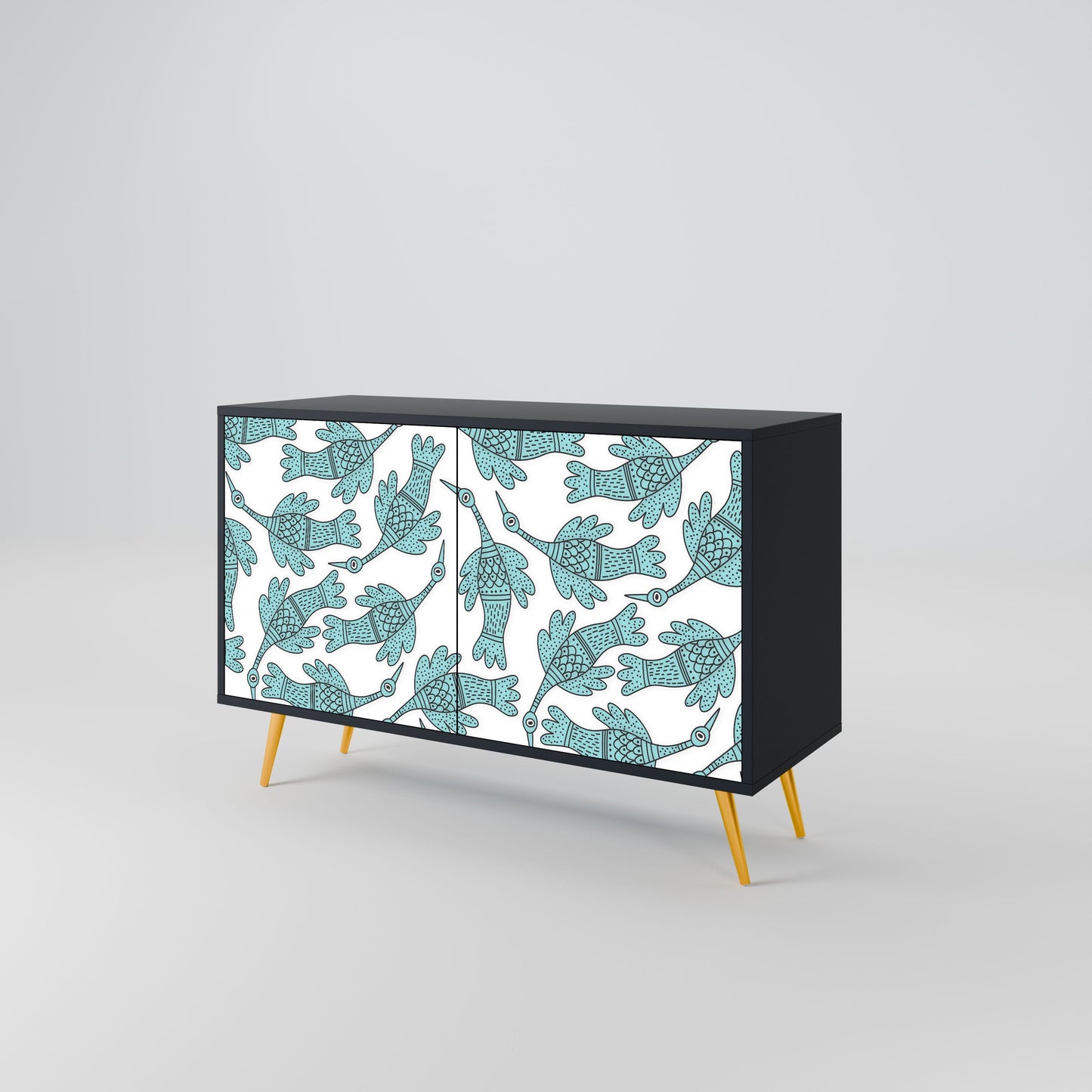 Credenza a 2 ante WATERSPOUT SONGIBIRD in finitura nera