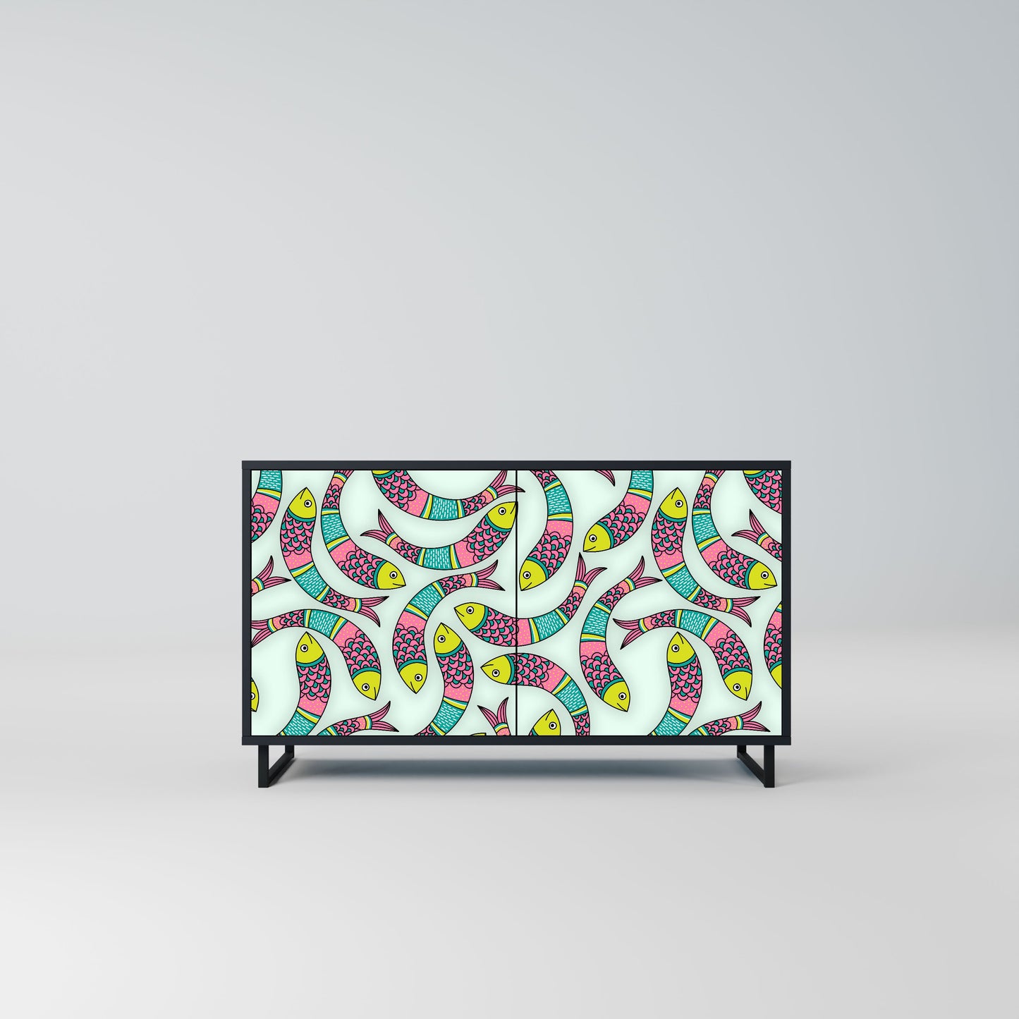 Credenza INDIAN FISH a 2 ante in finitura nera