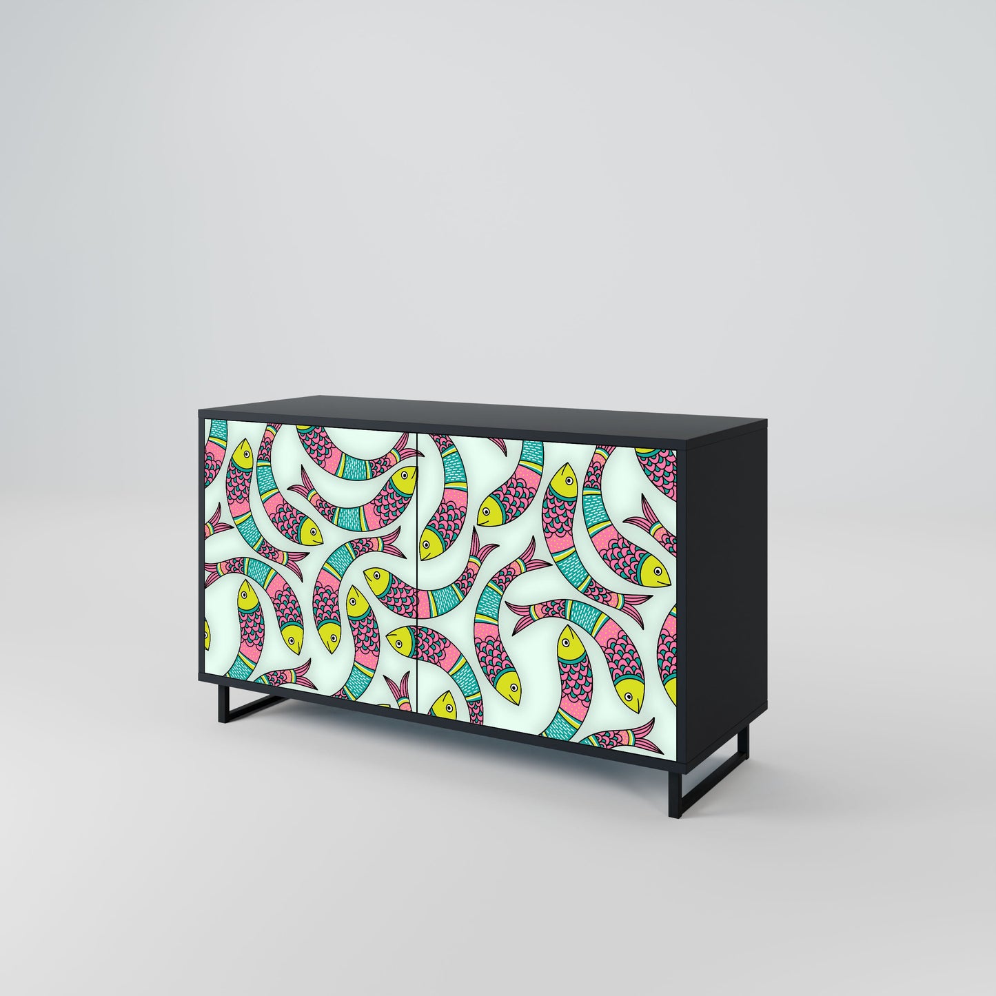 Credenza INDIAN FISH a 2 ante in finitura nera