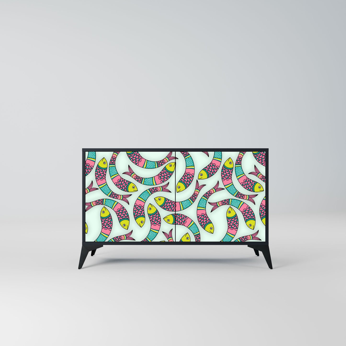 Credenza INDIAN FISH a 2 ante in finitura nera