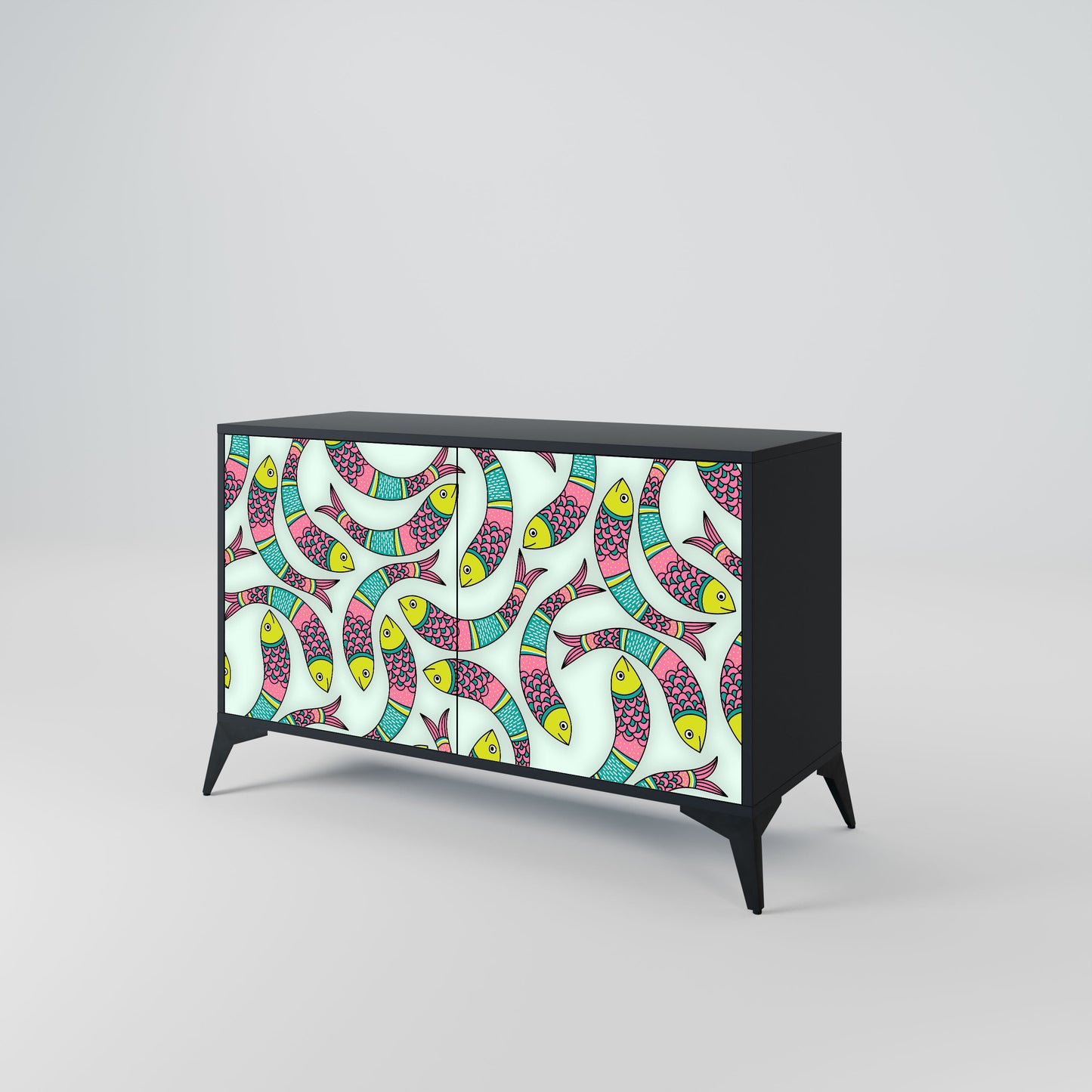 Credenza INDIAN FISH a 2 ante in finitura nera