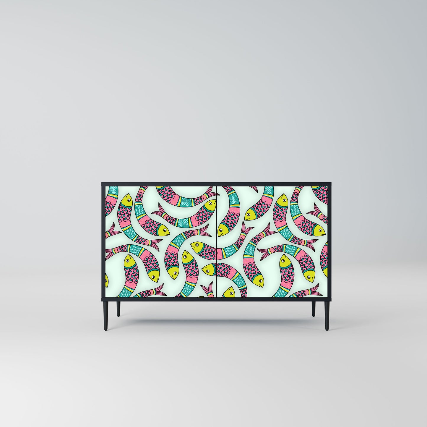 Credenza INDIAN FISH a 2 ante in finitura nera