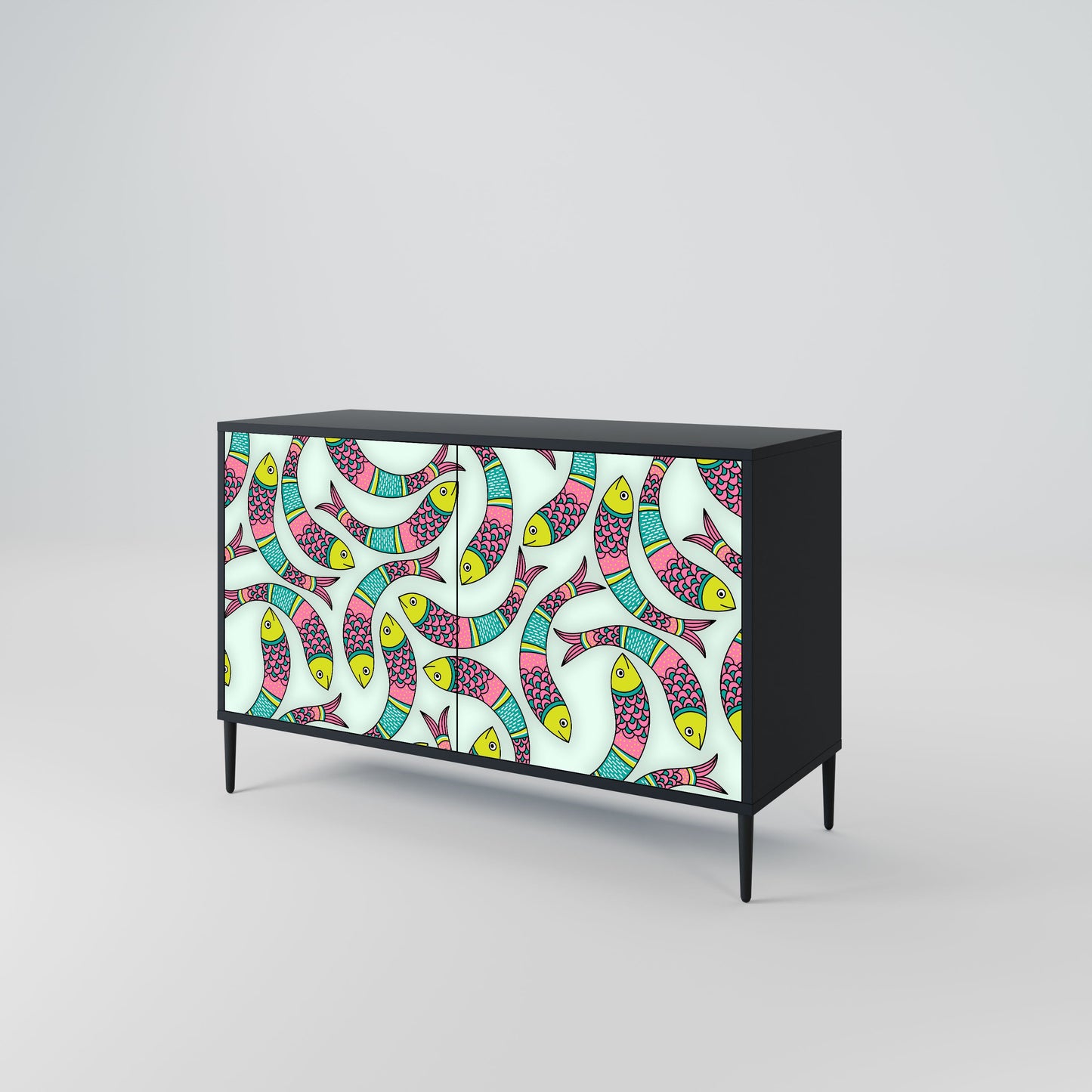 Credenza INDIAN FISH a 2 ante in finitura nera